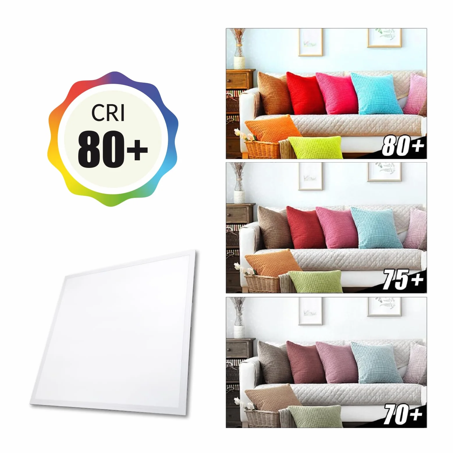 LED ATOMANT Panel LED Empotrable 60x60cm 48W, CCT (Selector de Color Blanco Calido, Neutro y Frio), 5000 Lumenes, Driver incluido