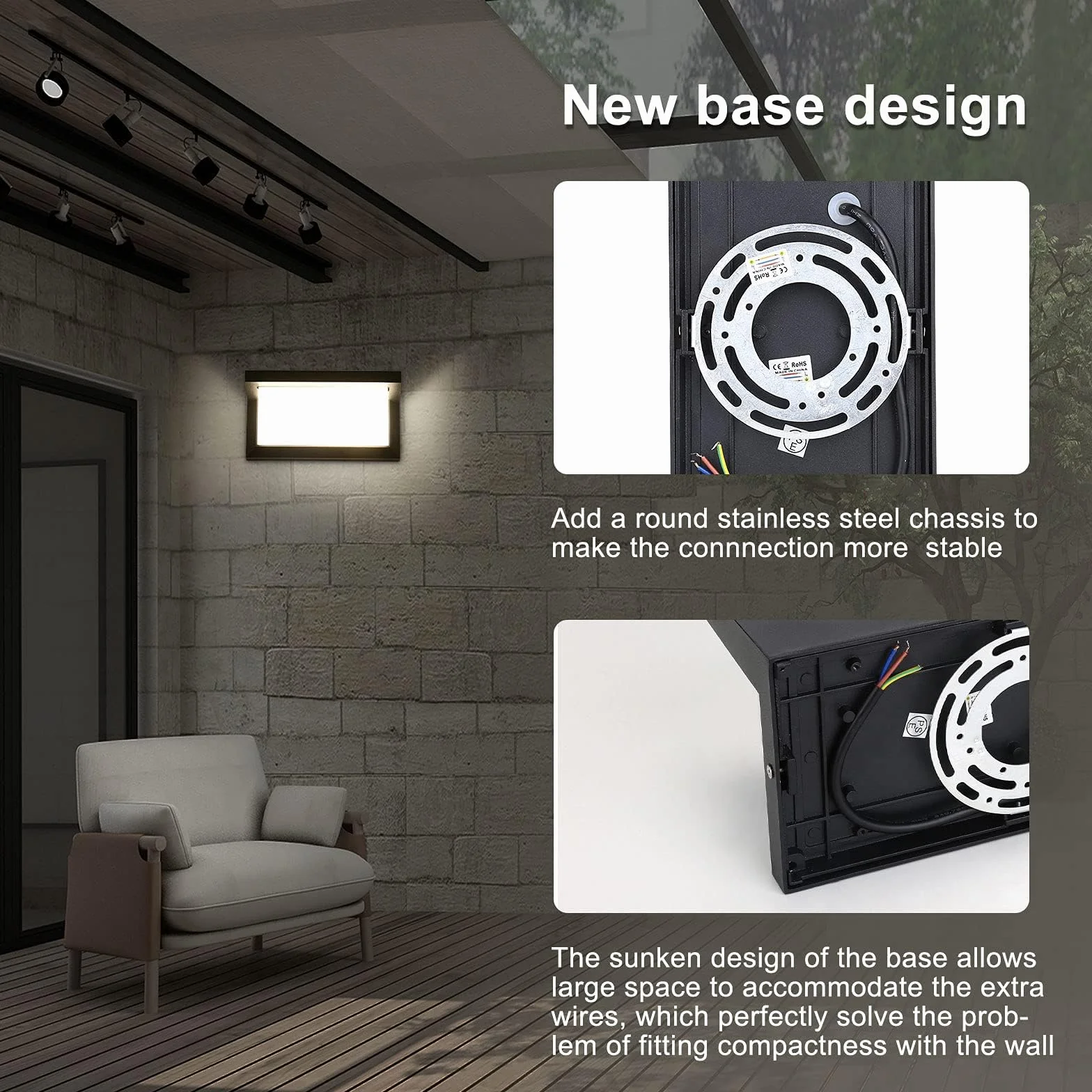 Aplique Pared Exterior 18W Lampara Exterior Pared Impermeable IP66 Negro LED Aplique de Pared,Luz de Pared Moderno para Jardines Pasillo Terraza, 1800Lumen-Neutro Blanco 4500K