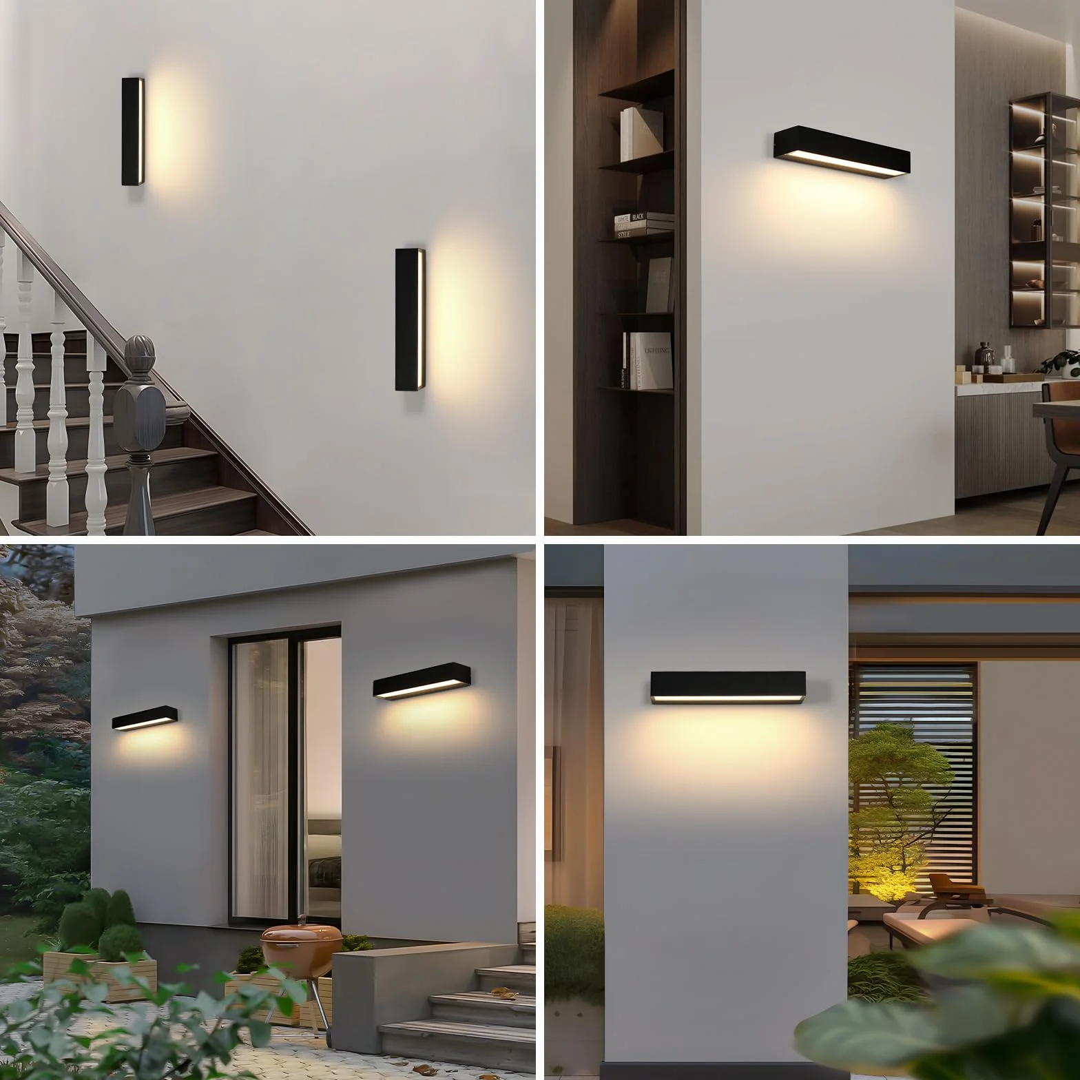 Riserva Apliques de Pared Exterior 16W, IP65 Impermeable Lámpara de Pared LED Moderna, 3000K Blanco cálido, Negro