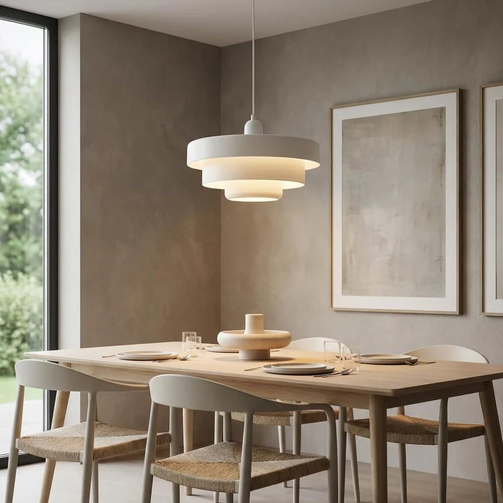 BARCELONA LED Lámpara Colgante MACARRON Blanco 3 Niveles Metal Hierro Estilo Bauhaus E27