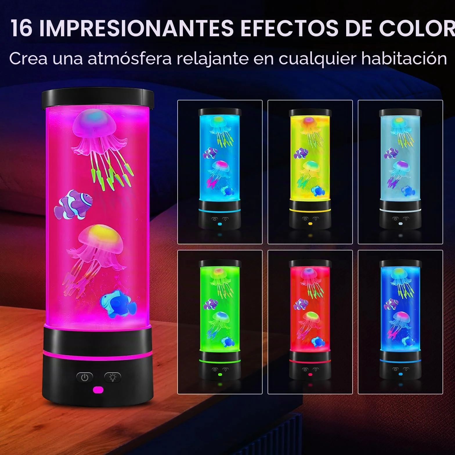 Ambesty Lámpara de Lava Medusas LED 17 Colores con Mando a Distancia
