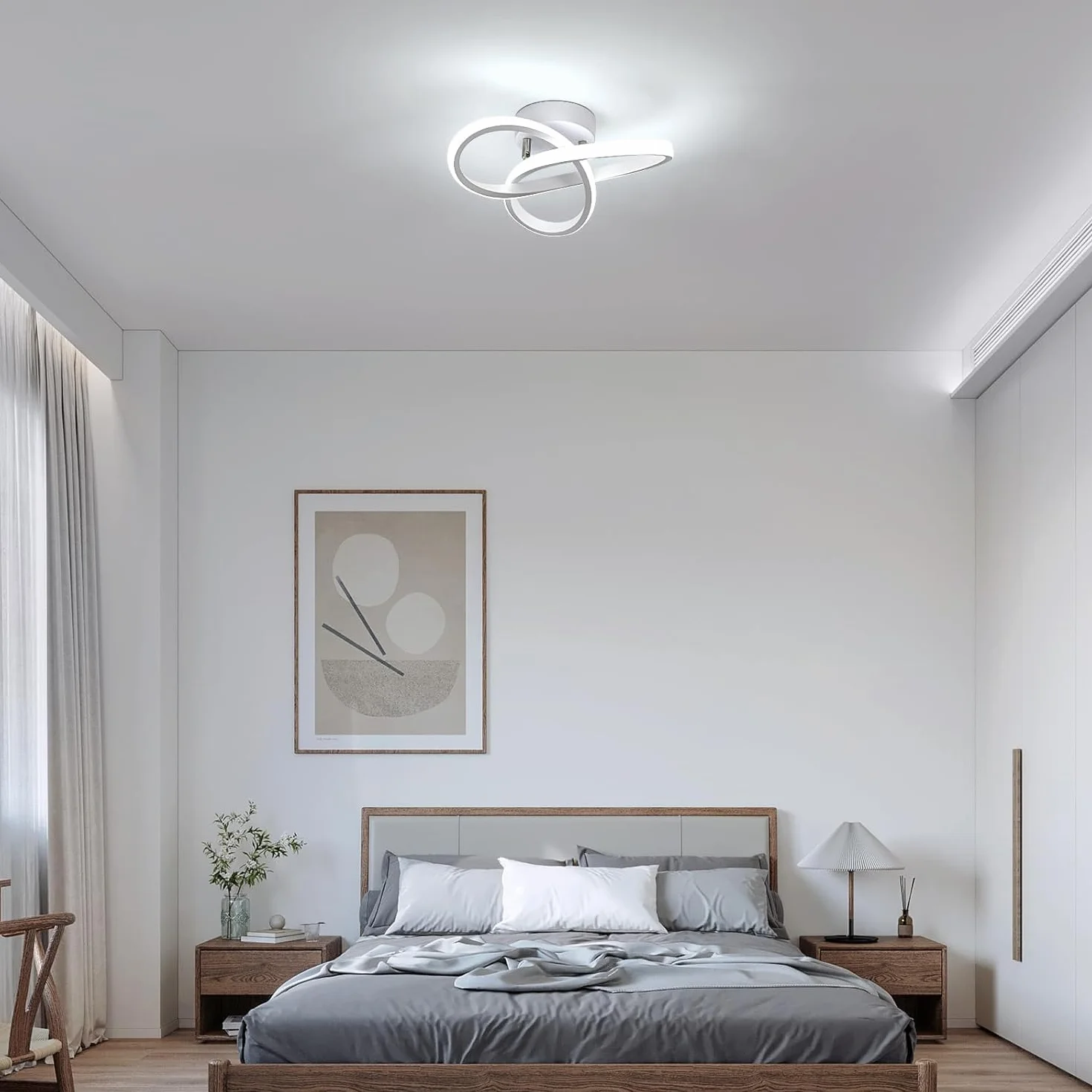 Comely Moderna Lámpara de Techo LED 22W Plafón Blanco, Diseño Flor para Dormitorio Sala de Estar Cocina