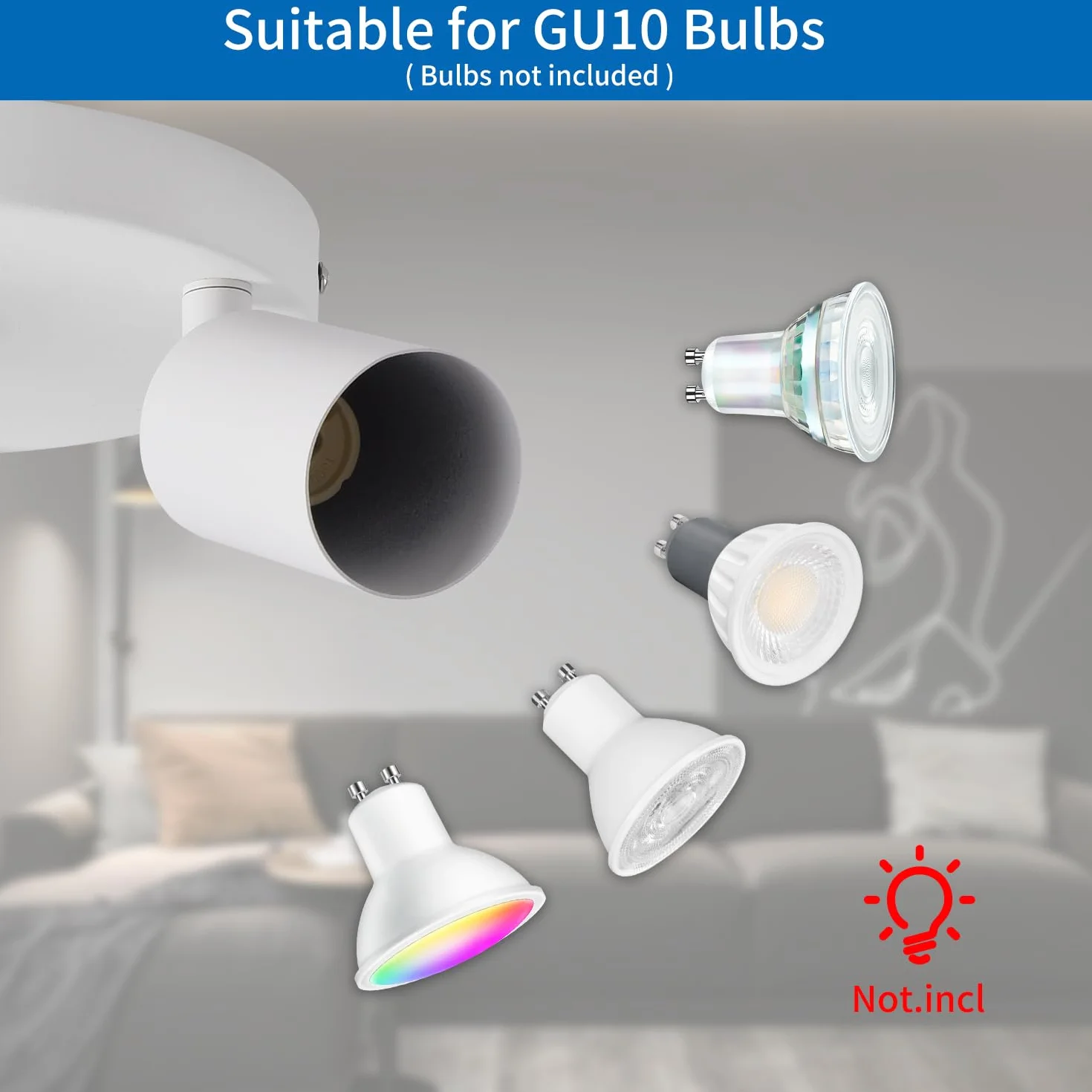 ANWIO Focos LED Interior Techo Ajustable 3 Focos LED Metal Blanco