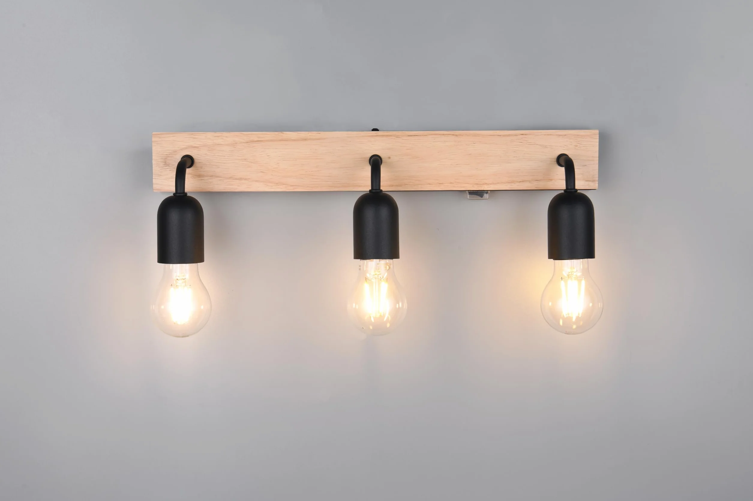 Trio Leuchten Aplique de baño ARTURO 284470332 metal negro mate madera natural E27
