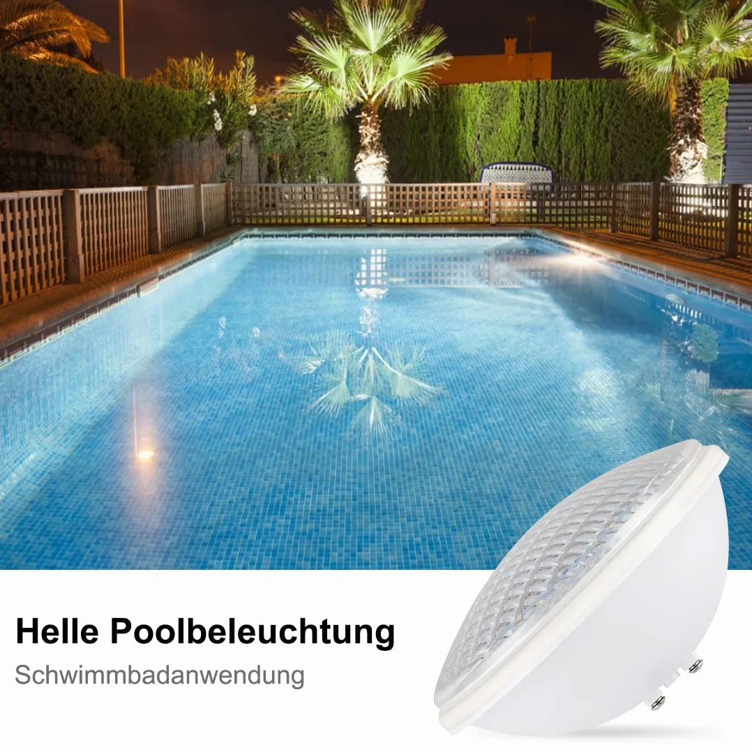 Lámpara LED para piscina, PAR56 luces para piscina, IP68 lámpara de piscina impermeable, 40W luz blanca fría subacuática, reflector de piscina de 12V AC/DC para paisaje, jardín, fuente