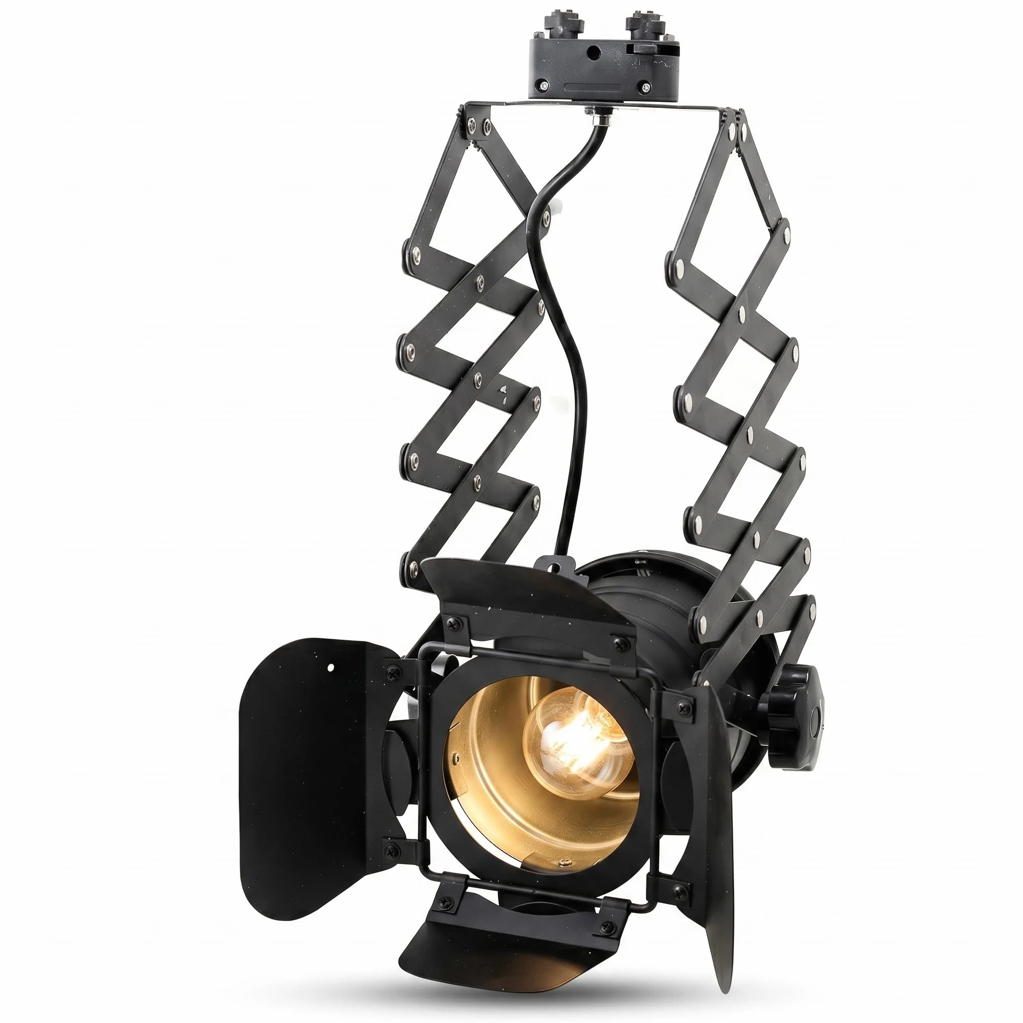 BARCELONA LED Foco de Carril Monofásico E27 Orientable Extensible Cinema Lámpara Estilo Cine Vintage Industrial Aluminio Negro Iluminación Direccional