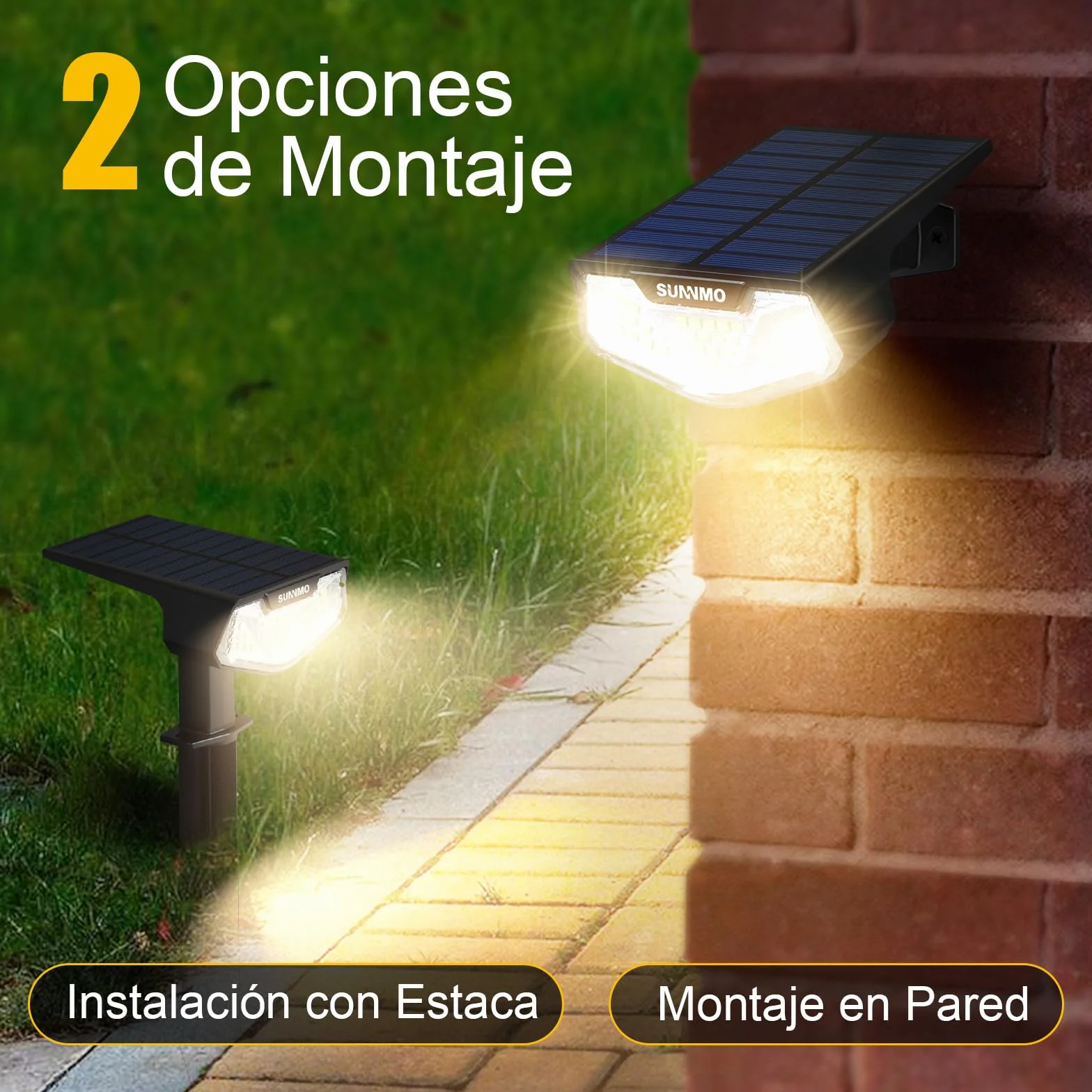 Luces Solares LED Exterior Jardin 4 Piezas 32LED 3 Modos IP65 Impermeable Luz Cálida