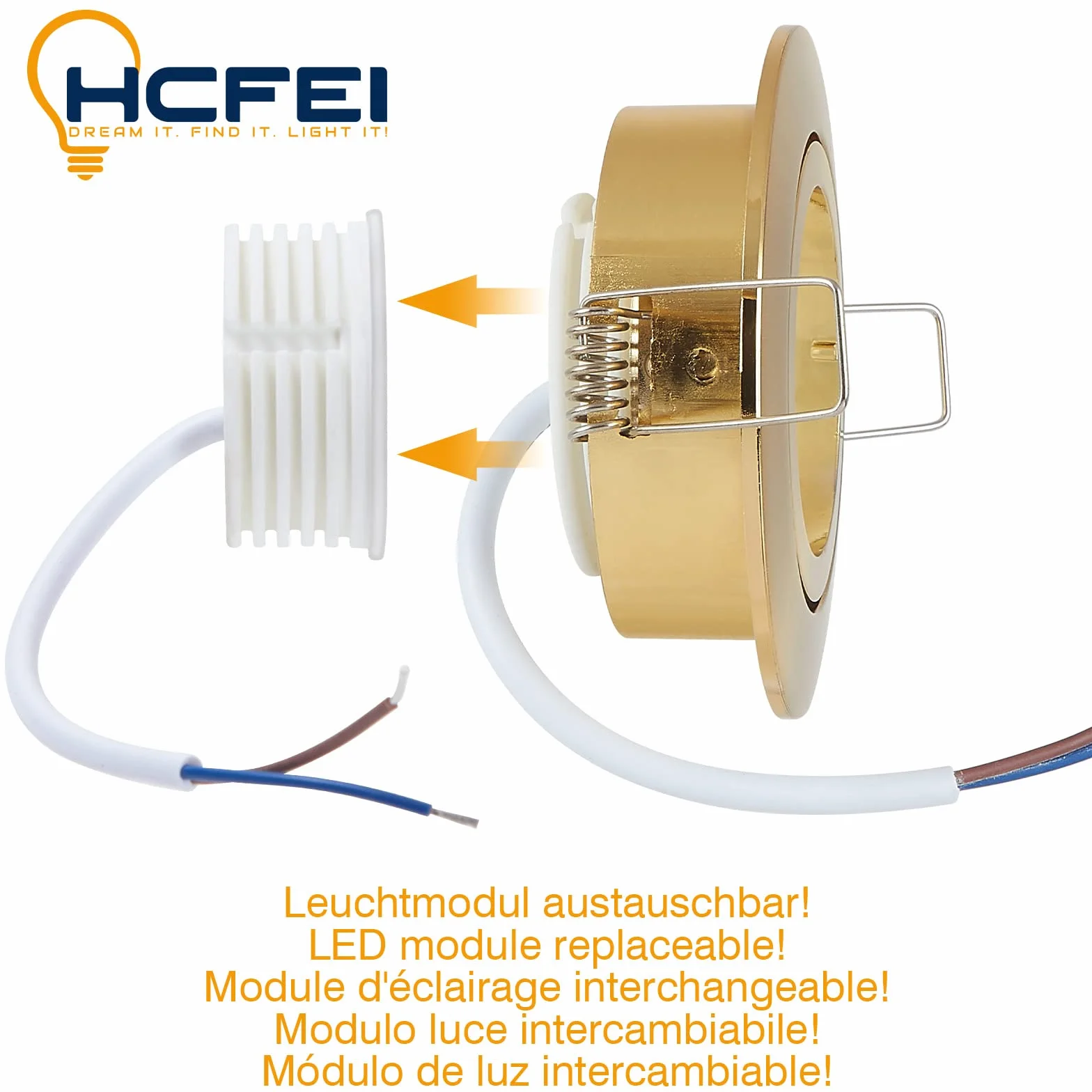 HCFEI Foco LED empotrable regulable 5W 230V 68mm blanco cálido 3000K 10 unidades