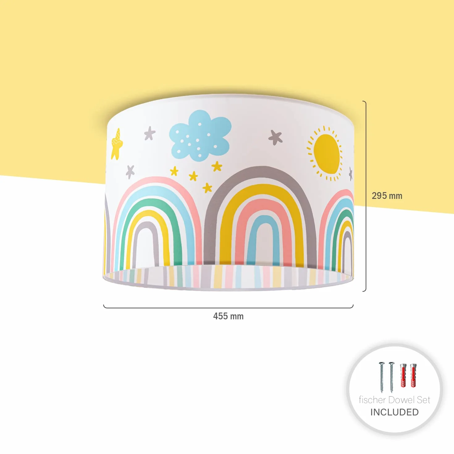 Paco Home Lámpara Techo Infantil Pantalla Tela Redonda E27 Arco Iris