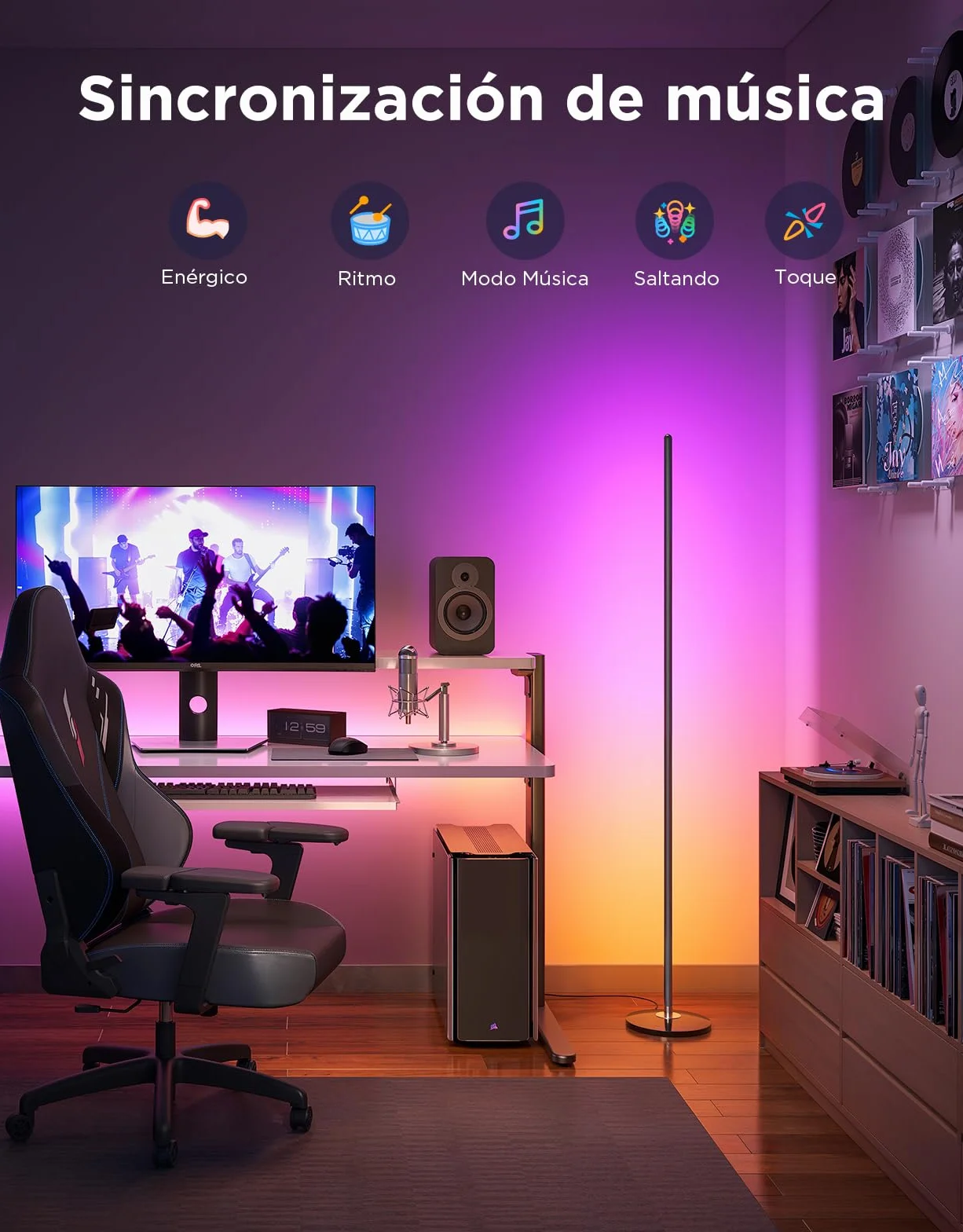 Govee Lámpara de Pie RGBIC LED 16 Millones de Colores 61 Modos de Escena Sincronización Musical Alexa Google Assistant Matter