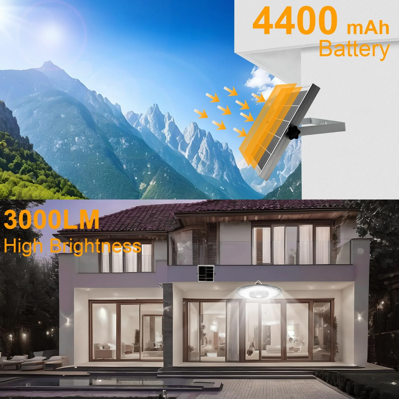 CREATESTAR Lámpara Solar Colgante 3000LM, Luz Solar Exterior con Mando a Distancia, IP65 Impermeable Luces Solares Colgantes con Cable de 3M para Pérgola Terraza y Balcón