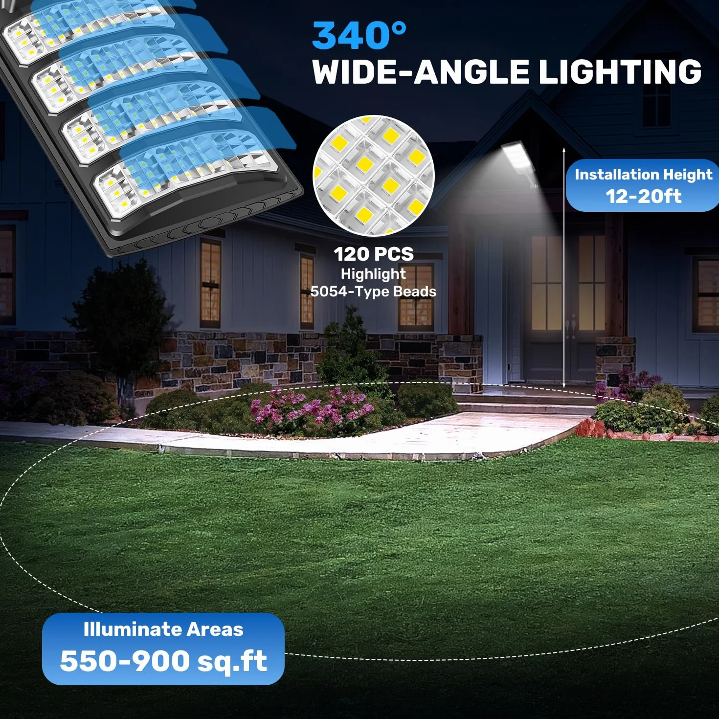 LEKIA Farolas Solar Exterior, 1000W Potente Focos LED Solares con Sensor de Movimiento y Mando a Distancia, 6500K Luz Solar IP66 Impermeable Luces Solares para Jardín Patio Aparcamiento, 2 Paquetes