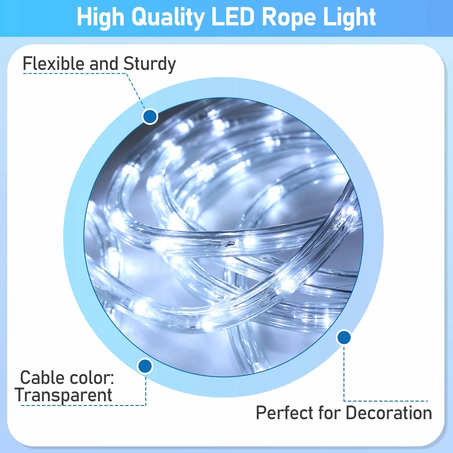 Tubo de LED 40M 220V Impermeable Luces Exterior Manguera LED Blanco Frío con Controlador 8 Modos