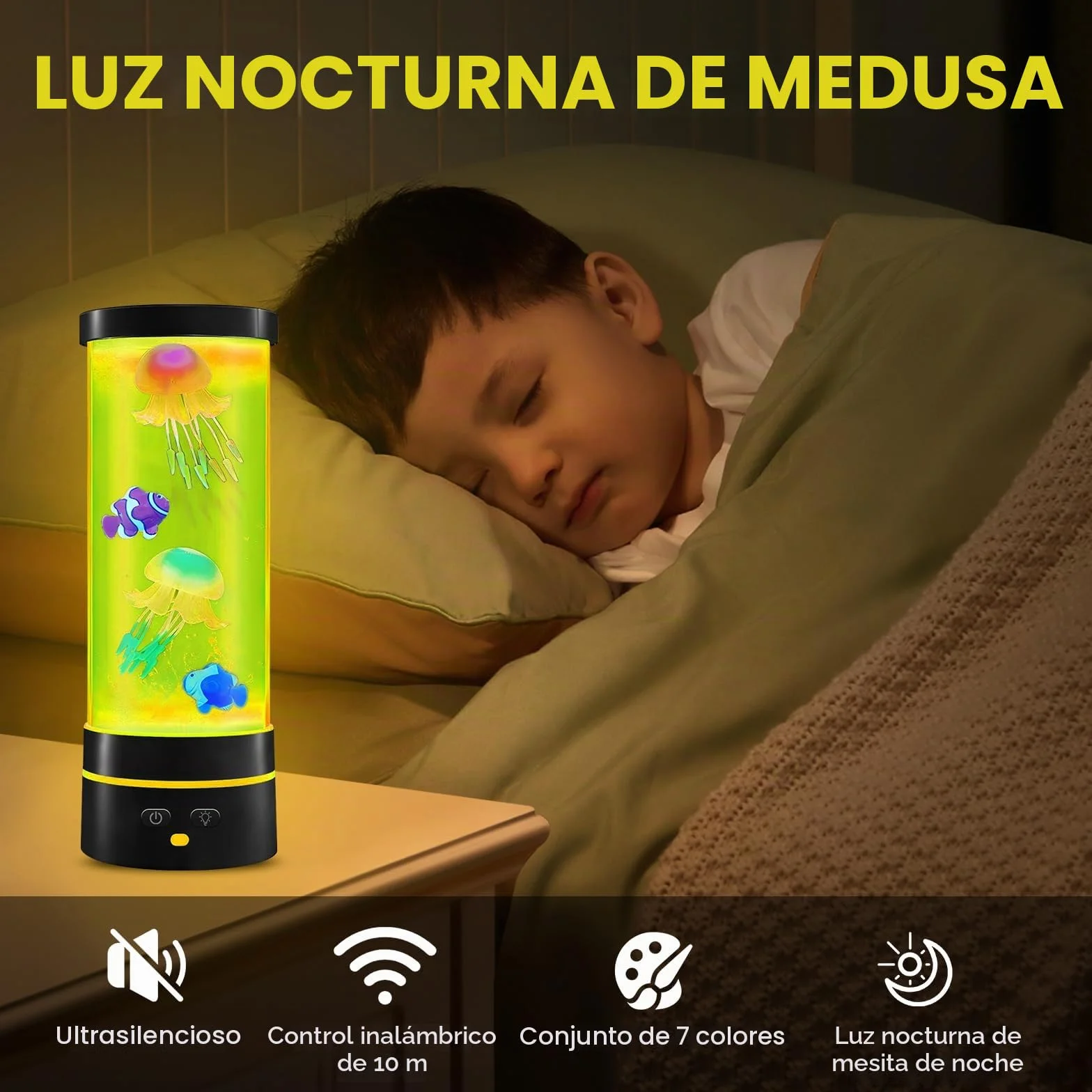 Ambesty Lámpara de Lava Medusas LED 17 Colores con Mando a Distancia