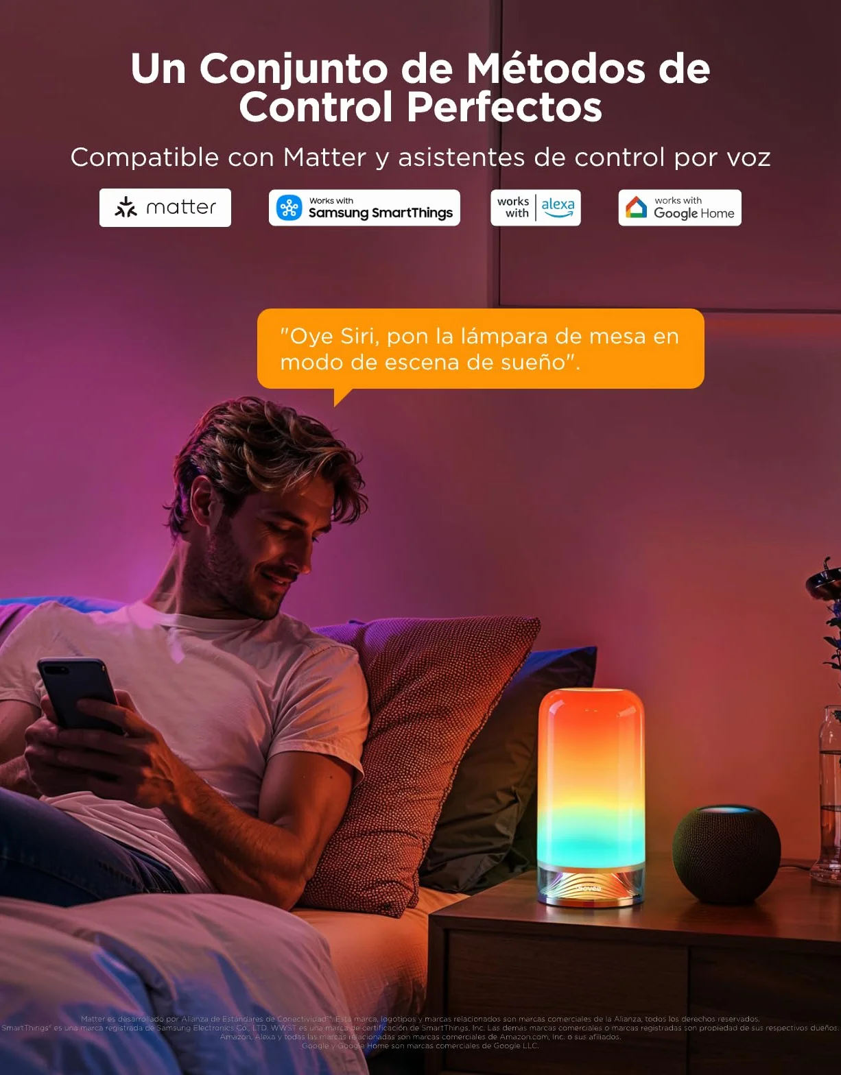 Govee Lamparas de Mesita de Noche Tactiles RGBICWW LED Regulable, 70+ Modos de Escena, 2700-6500K, Compatible con Alexa, Funciona con Matter