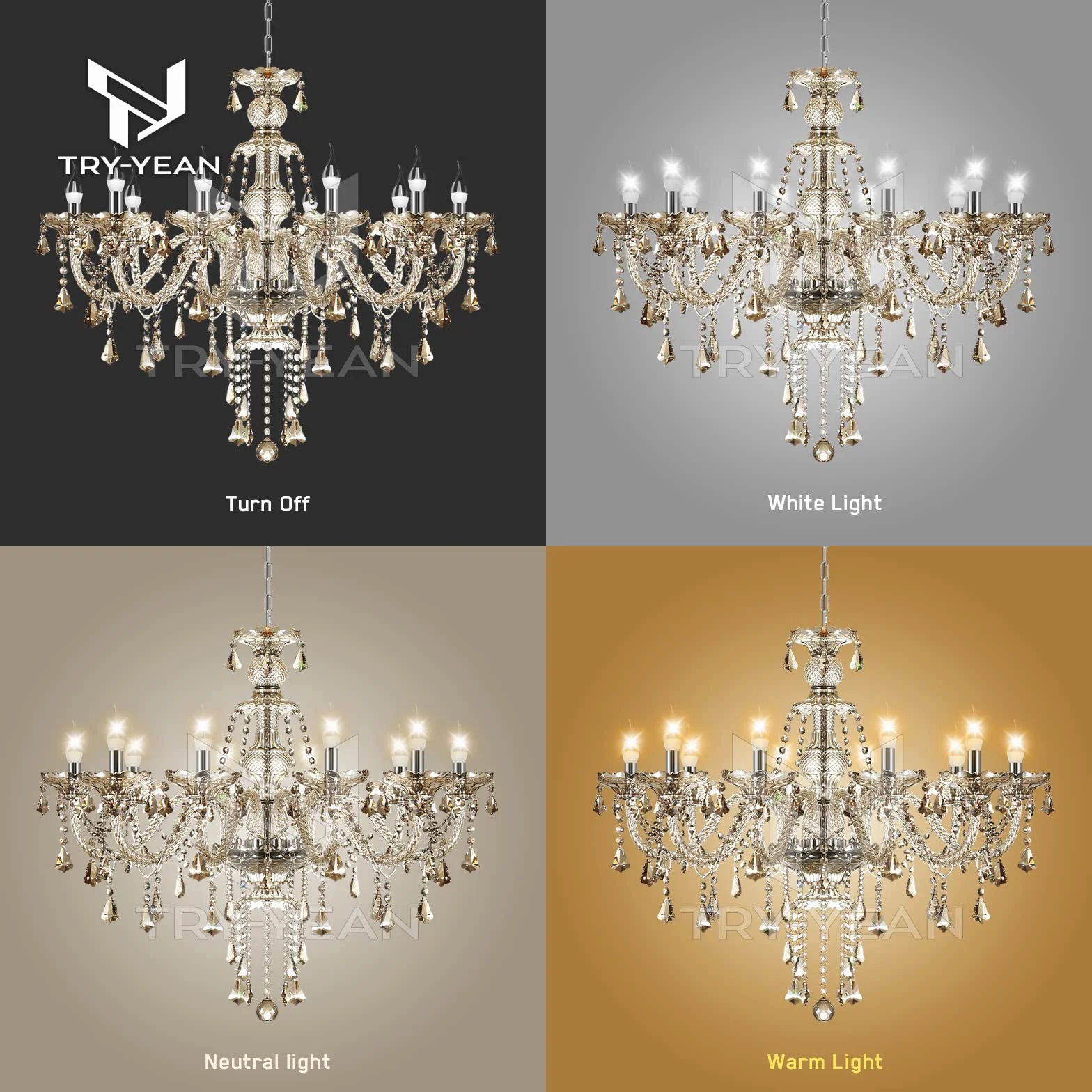 Lámparas de Araña de Coñac Lampara Cristal Colgante Clásico 10 Luces Lámparas Techo Lagrimas K9 Cristal Candelabro con Cadena Ajustable para Dormitorio, Salón, Comedor, Restaurante E14