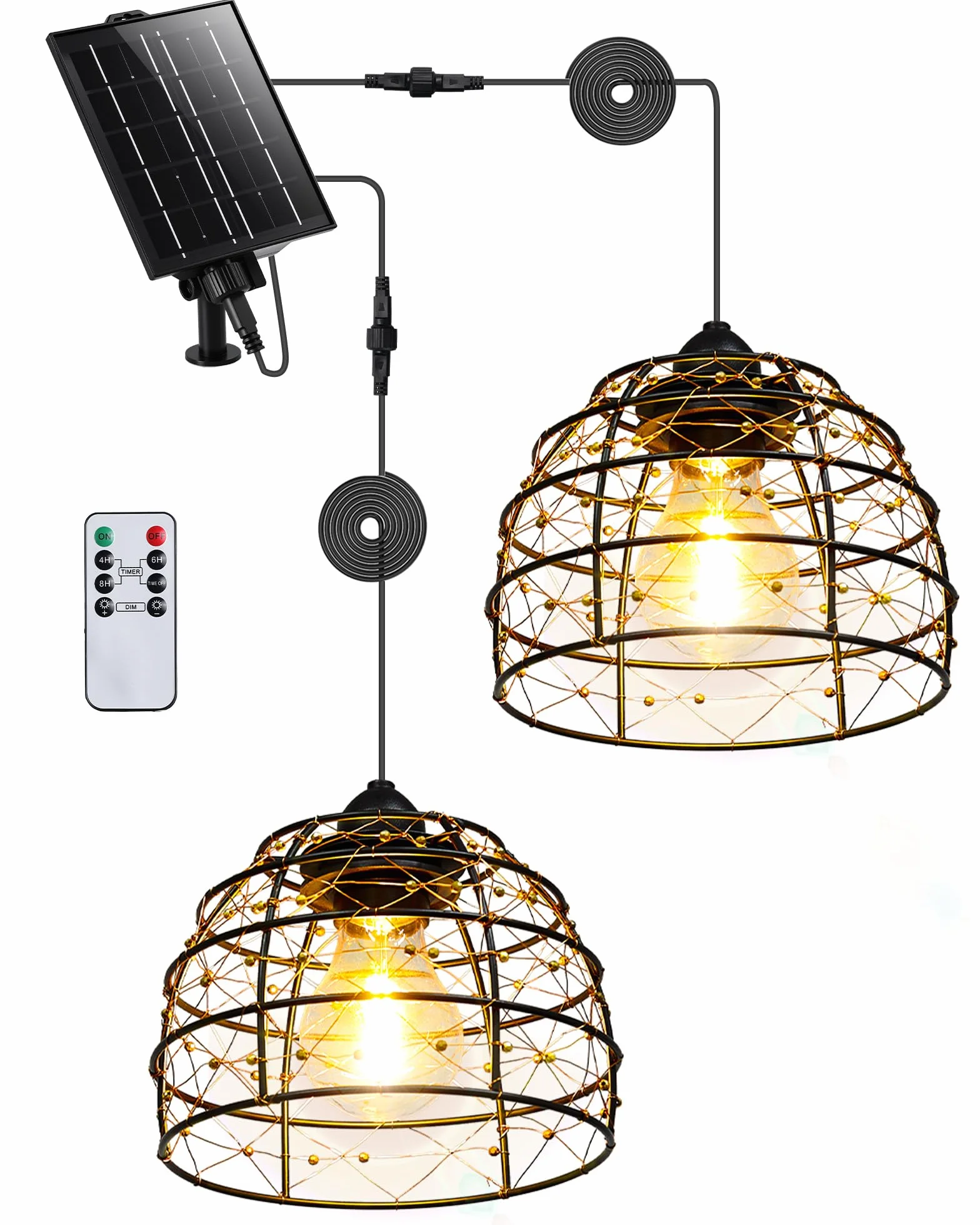 Lámpara Solar Exterior de Estilo Bohemio, Impermeable IP65 Luces Exterior Solar con Temporizador de 4/6/8 Horas y 4 Ajustes de Brillo, para Patios, Balcones y Jardines - 2 Unidades