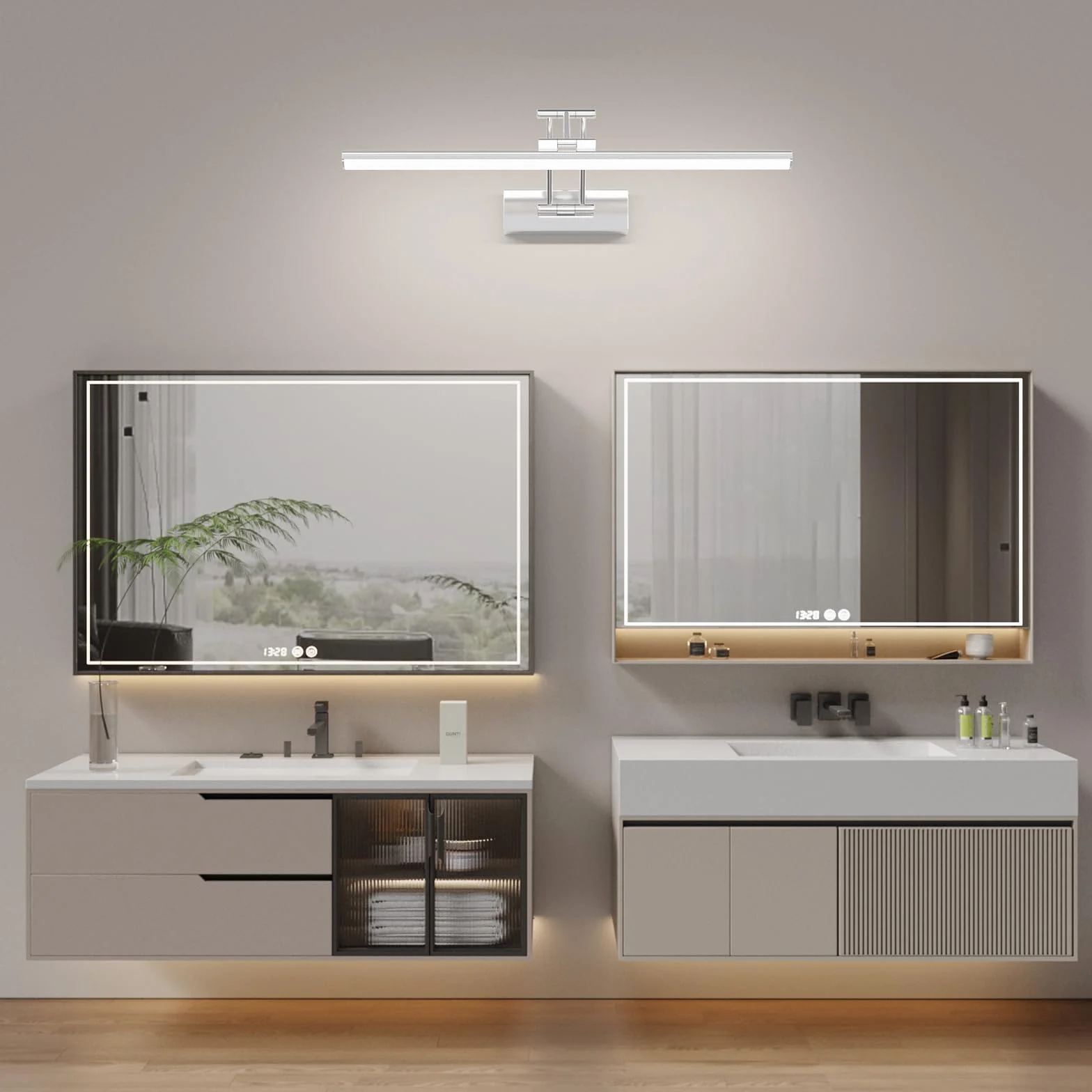 Klighten LED Lámpara de Espejo 50cm 16W 1200LM IP44 5500K Chrome Giratoria para Baño