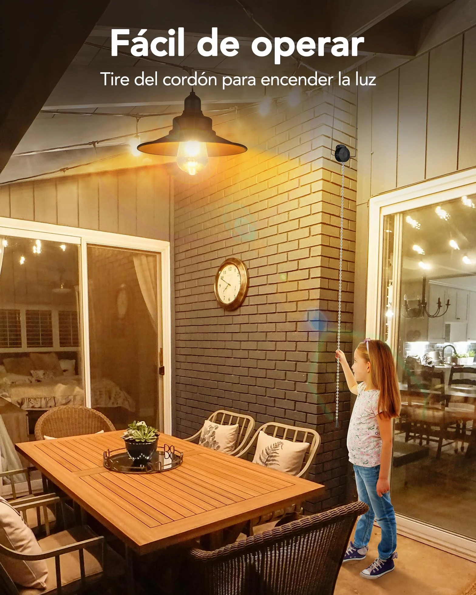 Lámpara Solar Interiorinterior Colgantes, IP65 Impermeable con Interruptor de Tirón Lampara Solar Exterior, Iluminación para Pabellón para Jardín, Terraza, Pabellón