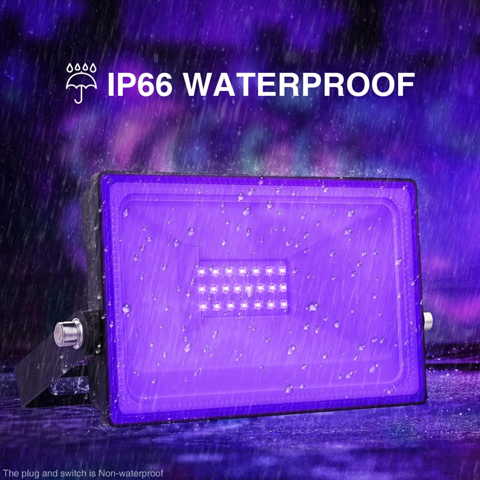 Onforu 2 Pack Luz UV 20 W, IP66 Impermeable Nivel UV-A, Foco Ultravioleta Fluorescente para Escenario Bar Club DJ Discoteca Fiesta KTV Pinta Corporal Acuario Halloween