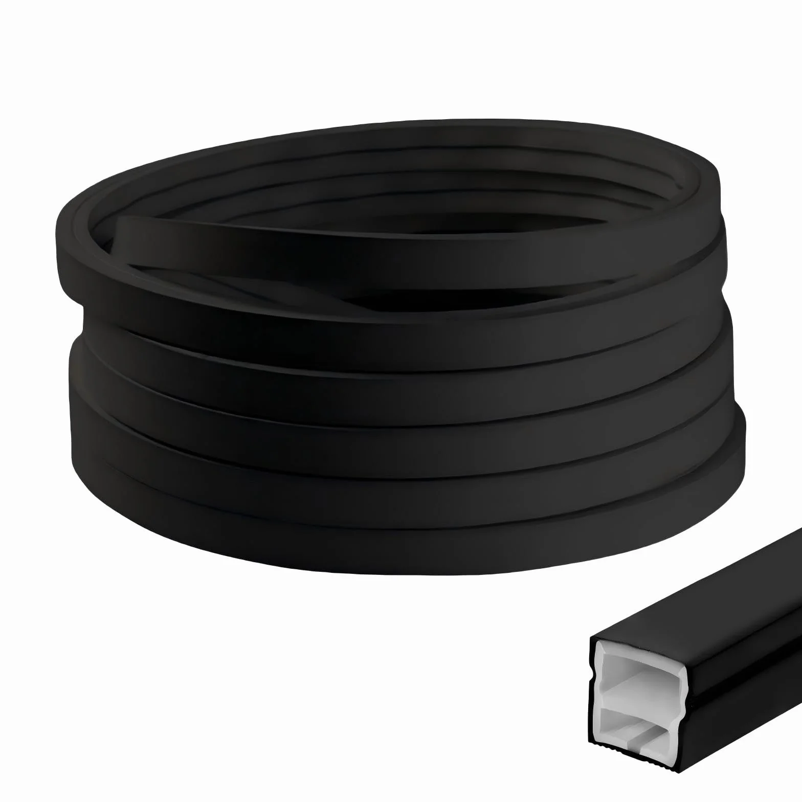 Perfil LED de silicona flexible 5 m 12x12 mm IP65 para paneles acústicos 8 mm iluminación