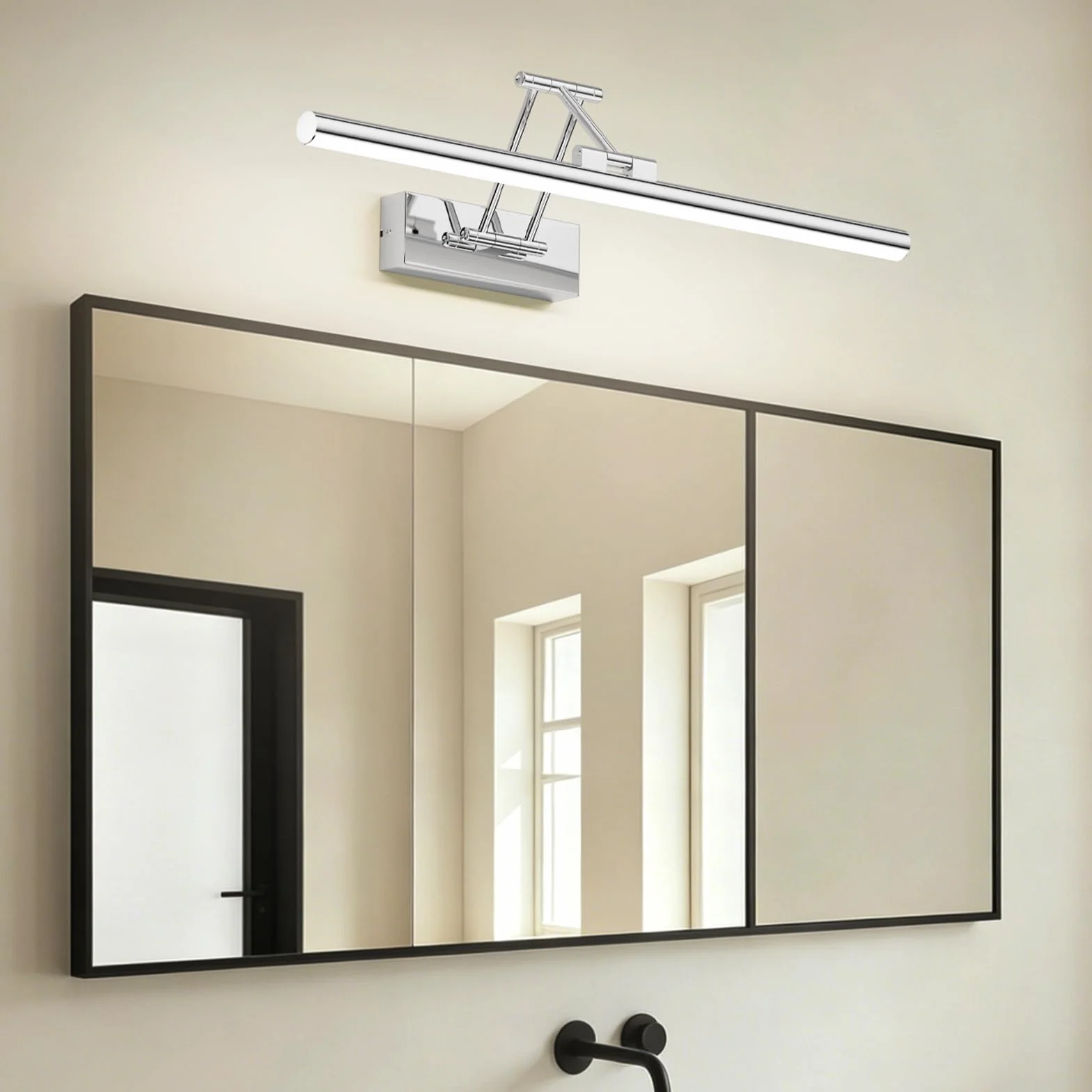 Klighten LED Lámpara de Espejo 50cm 16W 1200LM IP44 5500K Chrome Giratoria para Baño