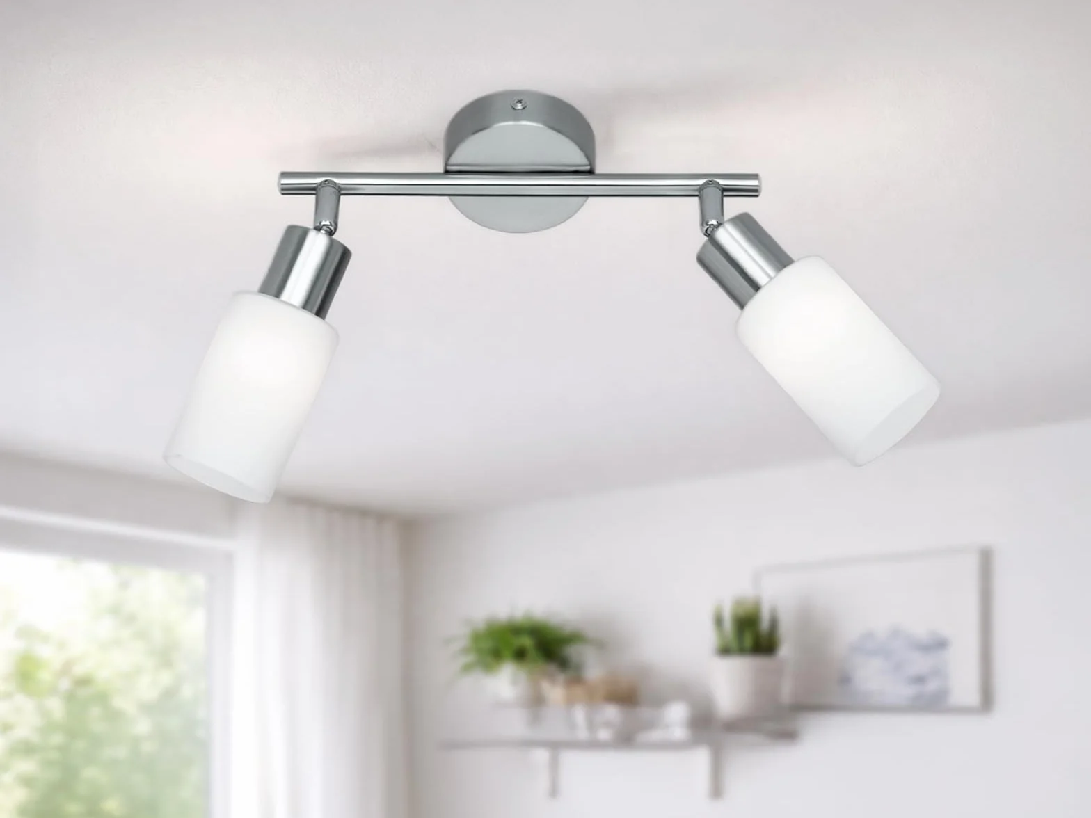 Reality Mars Focos 2 luces E14 40W 230V IP20 metal níquel mate 21x25,5cm