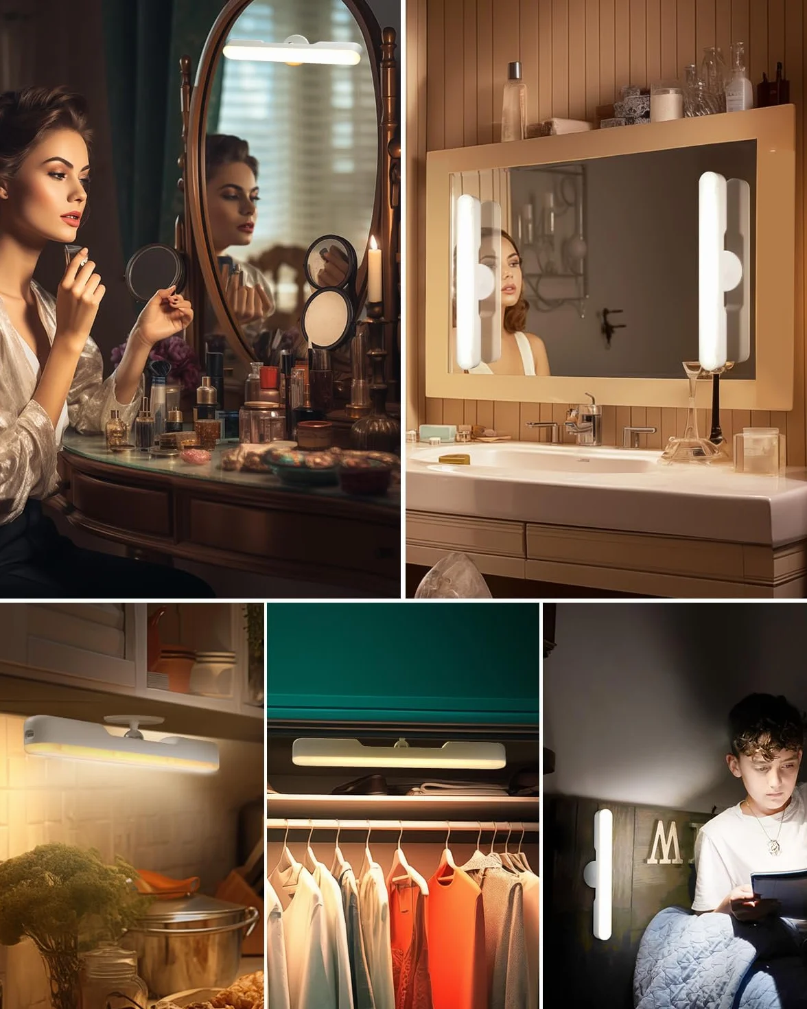 Iluminación LED de Maquillaje Recargable 4000 mAh Regulable para Lámpara de Tocador, Rotación 360°