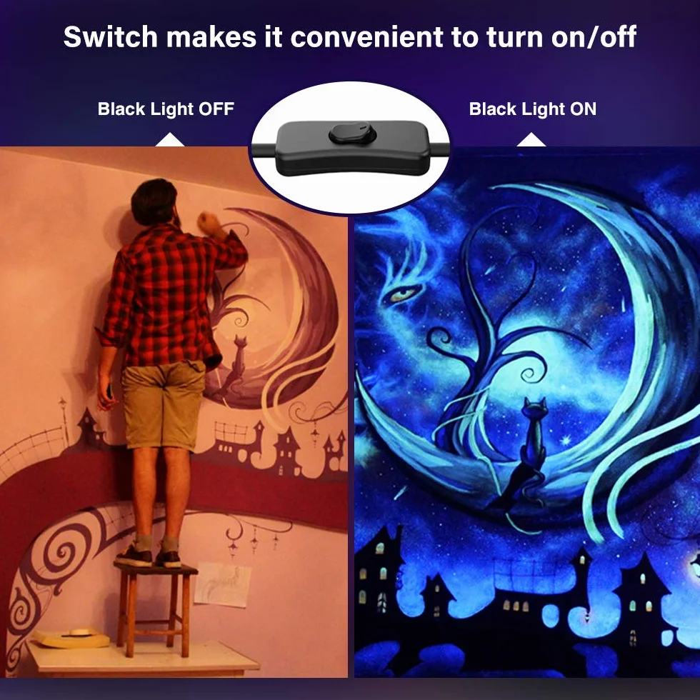Onforu 2 Pack 30 W Luz UV, Foco UV Ultravioleta, Luz Negra Impermeable IP66, Fluorescente Lámpara de Escenario Blacklights para Halloween Bar Club DJ Discoteca Fiesta Pinta Corporal Gimnasio