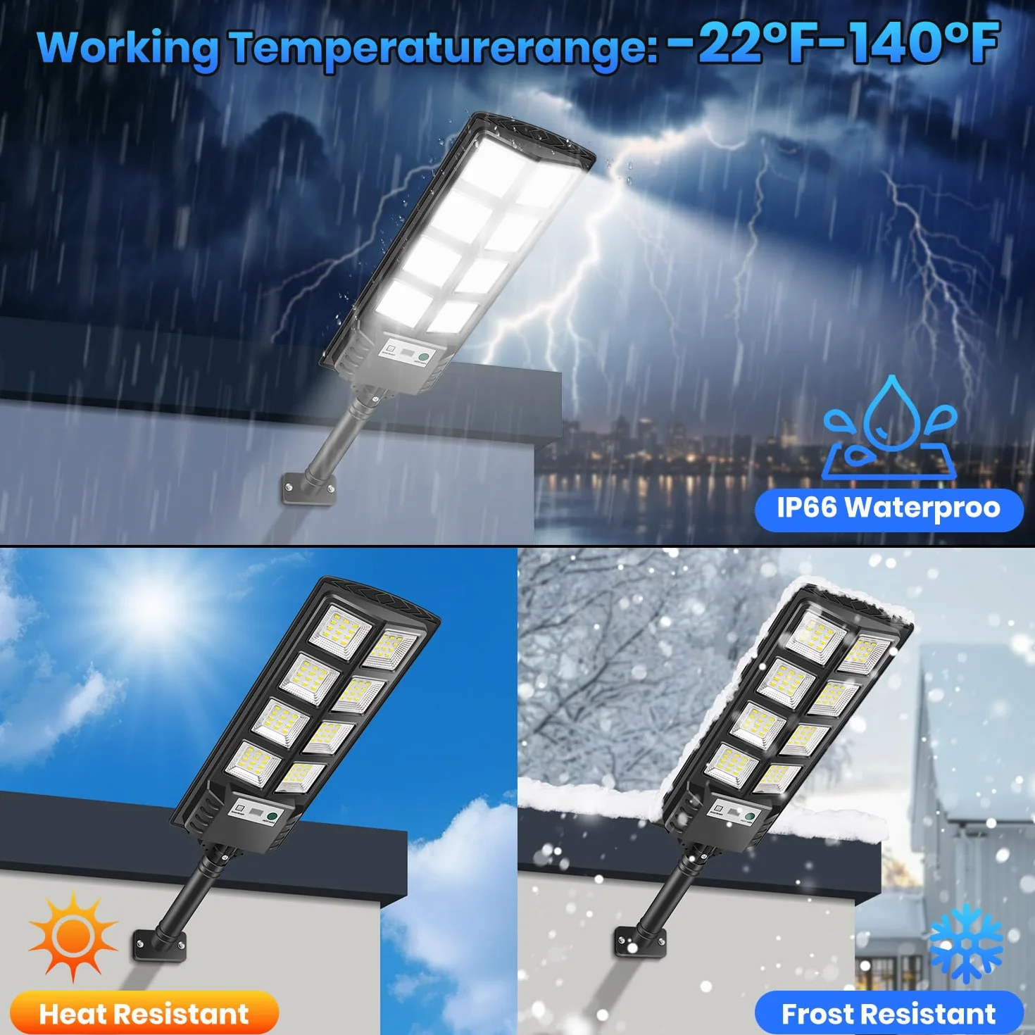 Farolas Solares Exterior, 6000K Focos Solar LED Jardín con Sensor de Movimiento y Control Remoto, IP66 Impermeable Lampara Solar Luz de Seguridad Exterior para Garage Patio Calle, 2 Pack