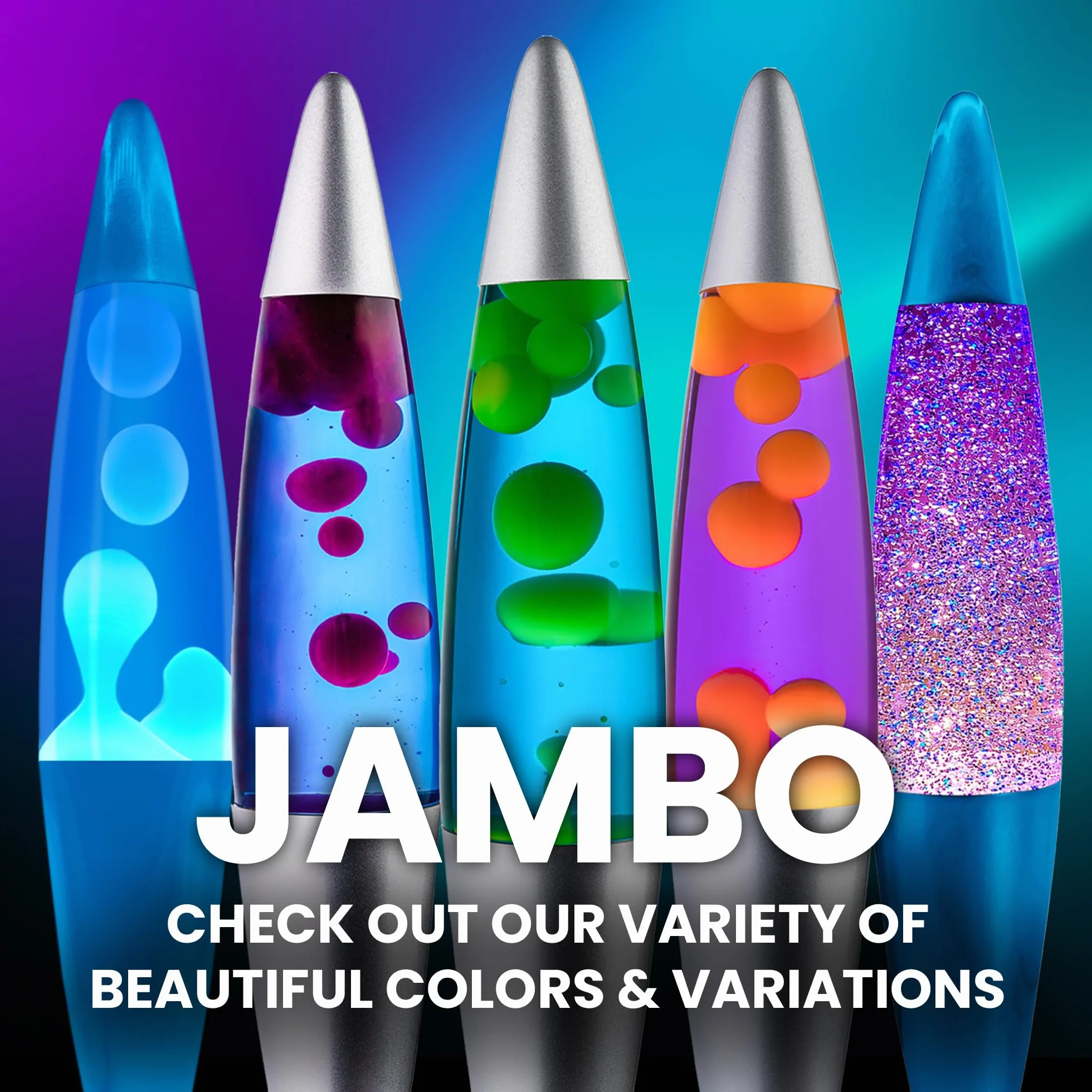 Jambo Lámpara de volcán azul con cera que fluye como lava, lámparas frescas, luces nocturnas para niños, adultos, adolescentes (16 pulgadas, base azul, líquido rojo, cera naranja)
