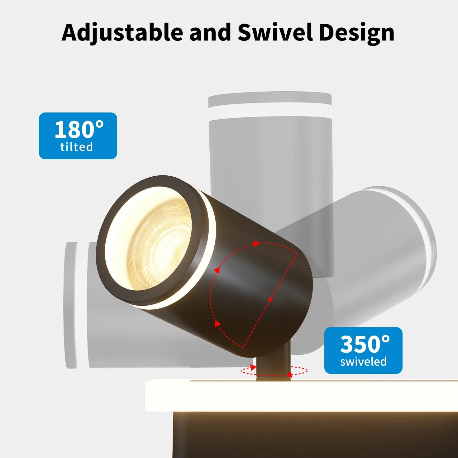 LVWIT Lámpara de Techo LED Giratorio 3 Focos GU10 Negro Metal