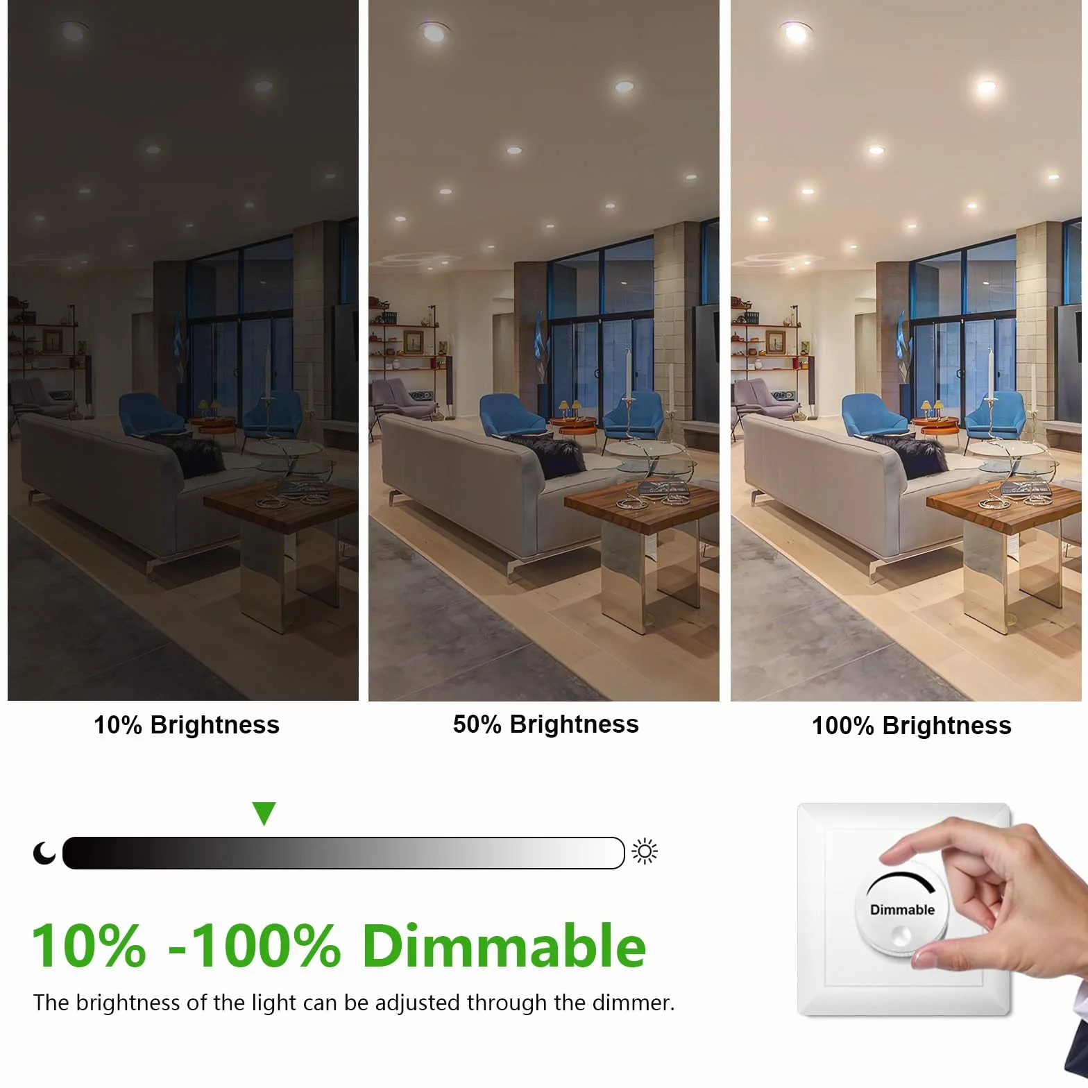 IP44 Downlight LED Techo Empotrable 7W Regulables 3000K/4000K/6000K 5%-100% AC220-240V Orificio 95-100mm Pack 5