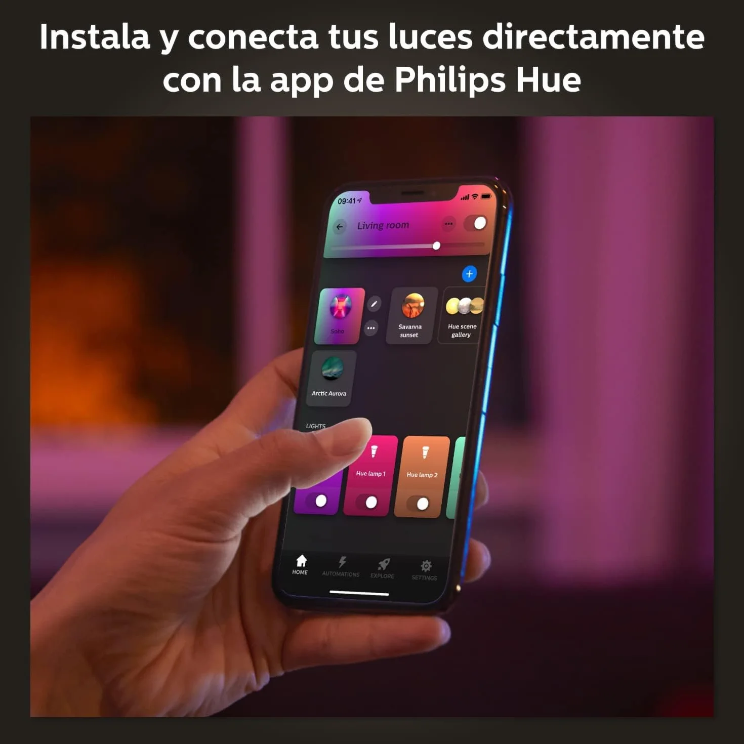 Philips Hue - Bombilla LED Inteligente, GU10, Luz Blanca y de Colores, 4.2W 400 lúmens, Compatible con Alexa y Google Home - Pack de 3 Bombillas LED inteligentes