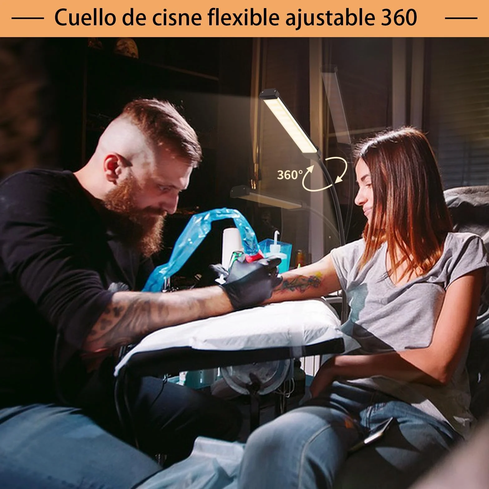 iFalarila Lámpara de pie 120 LED 10 W 3 colores 10 brillos brazo flexible