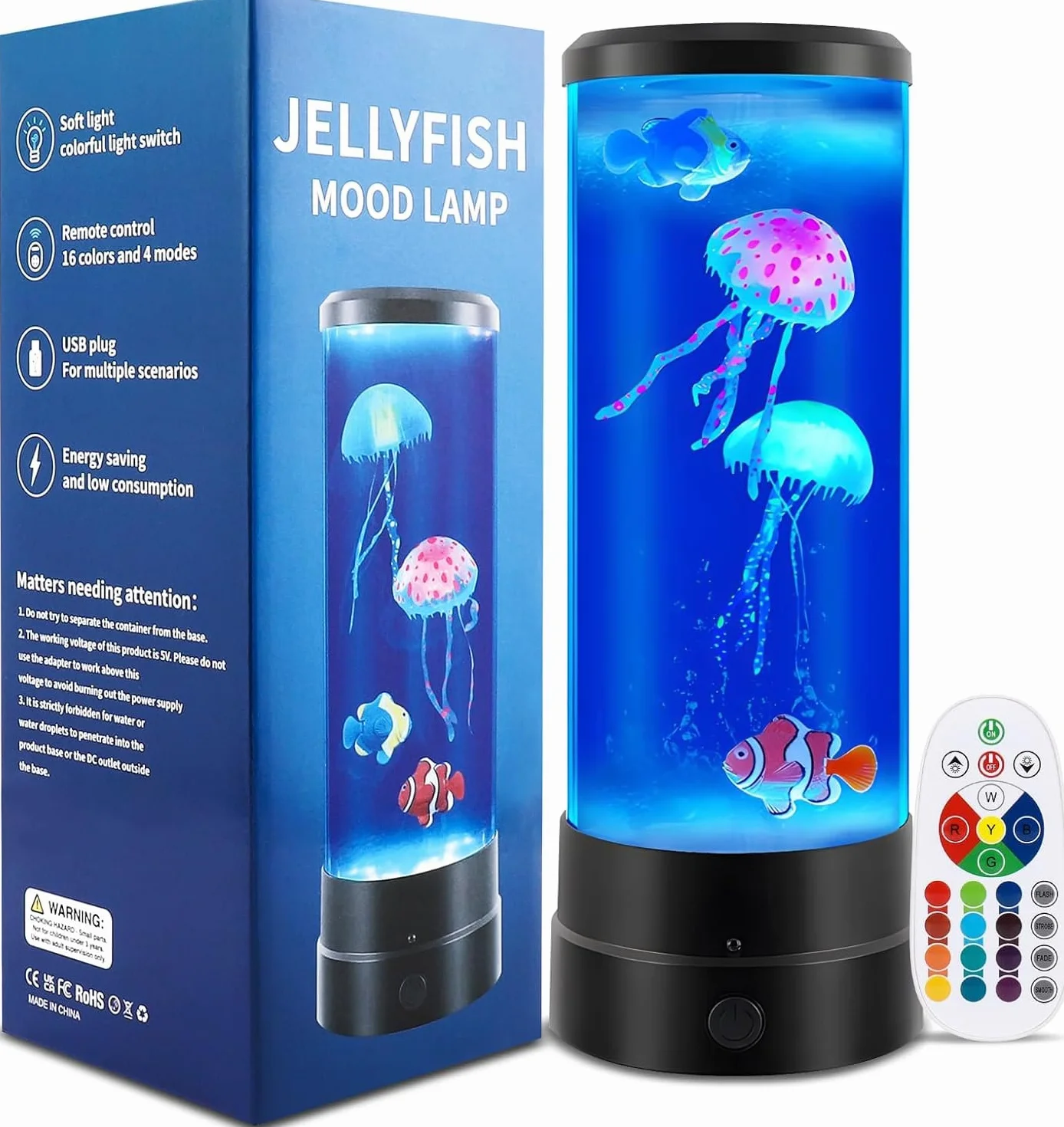 Lámpara de Lava de Medusas, Ambesty 17 Colores Jellyfish Lava Lamp, Lámpara LED de Lava Medusas, Luces de Estado de ánimo con Mando a Distancia, para Dormitorio de Niños Regalo de Cumpleaños de Navida