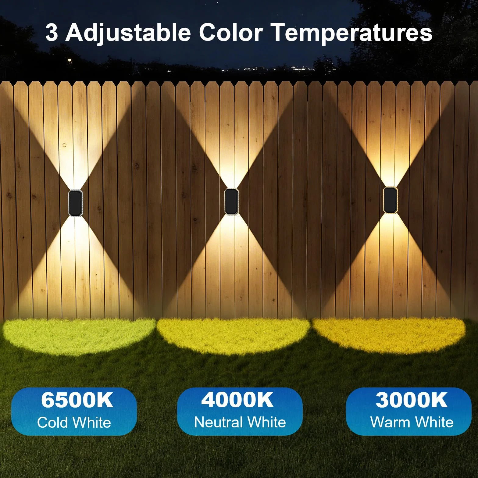 Aplique Solar de Pared IP65 Impermeable 1200mAh 3 Colores Luz Pack 4