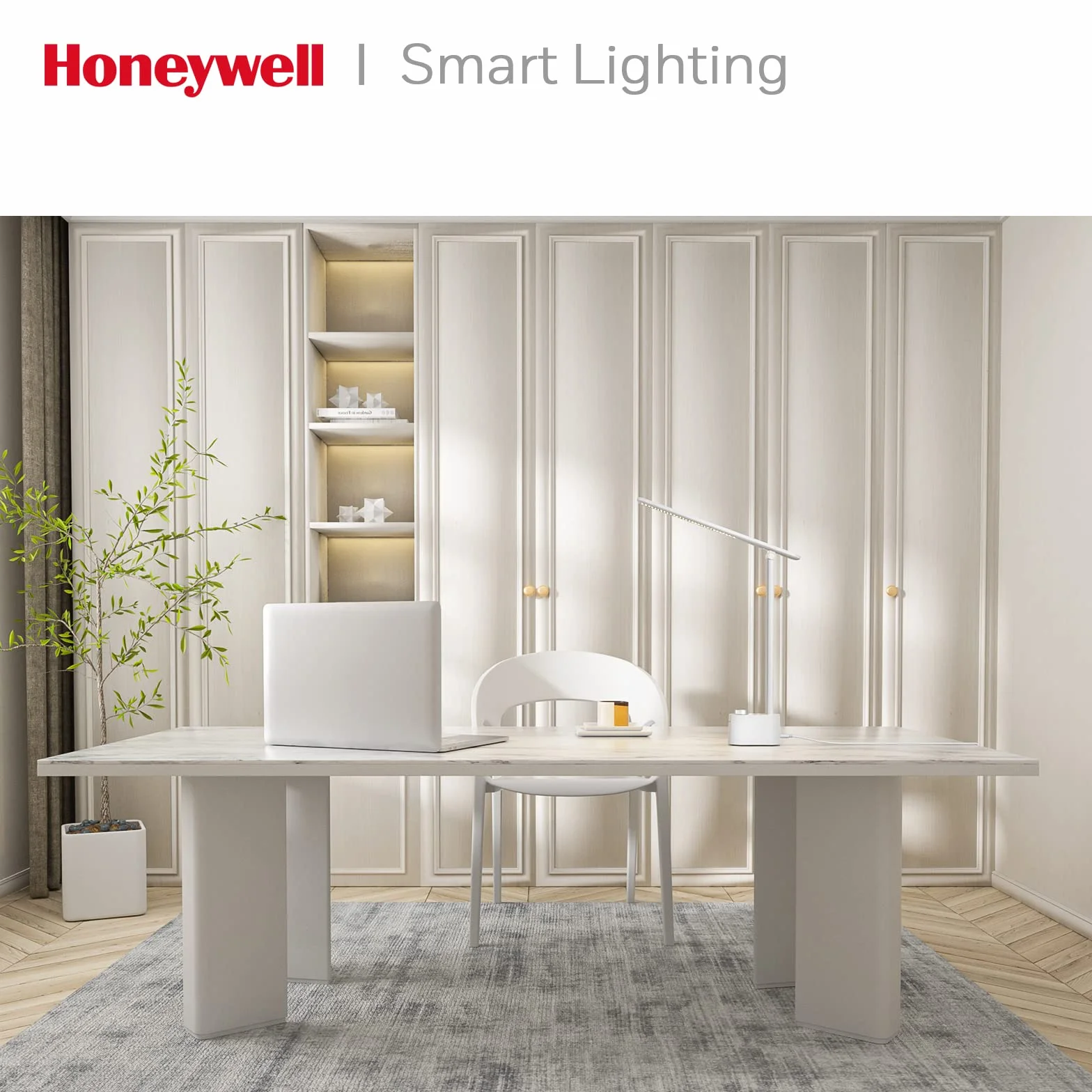 Honeywell lampara escritorio con puerto de carga USB - Escritorio LED flexo regulable para el cuidado de los ojos para la oficina en casa, lámpara de mesa pequeña portátil plegable trabajar, HWT-H01