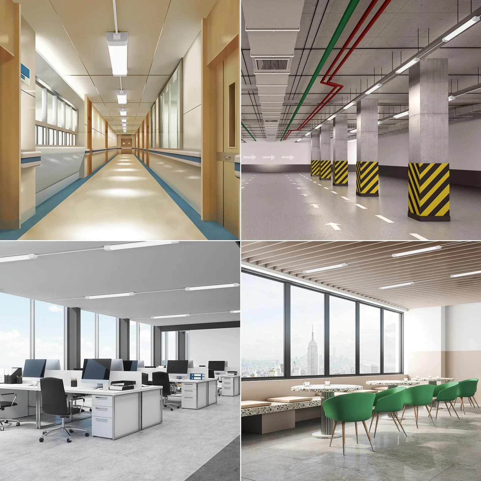 18W Fluorescente LED 60cm, 2000lm Tubo LED de Neón Acoplable, Blanco Natural (4000K) IP65 Impermeable LED Luz de Techo, para Garaje Oficina Sótano Cocina Supermercado