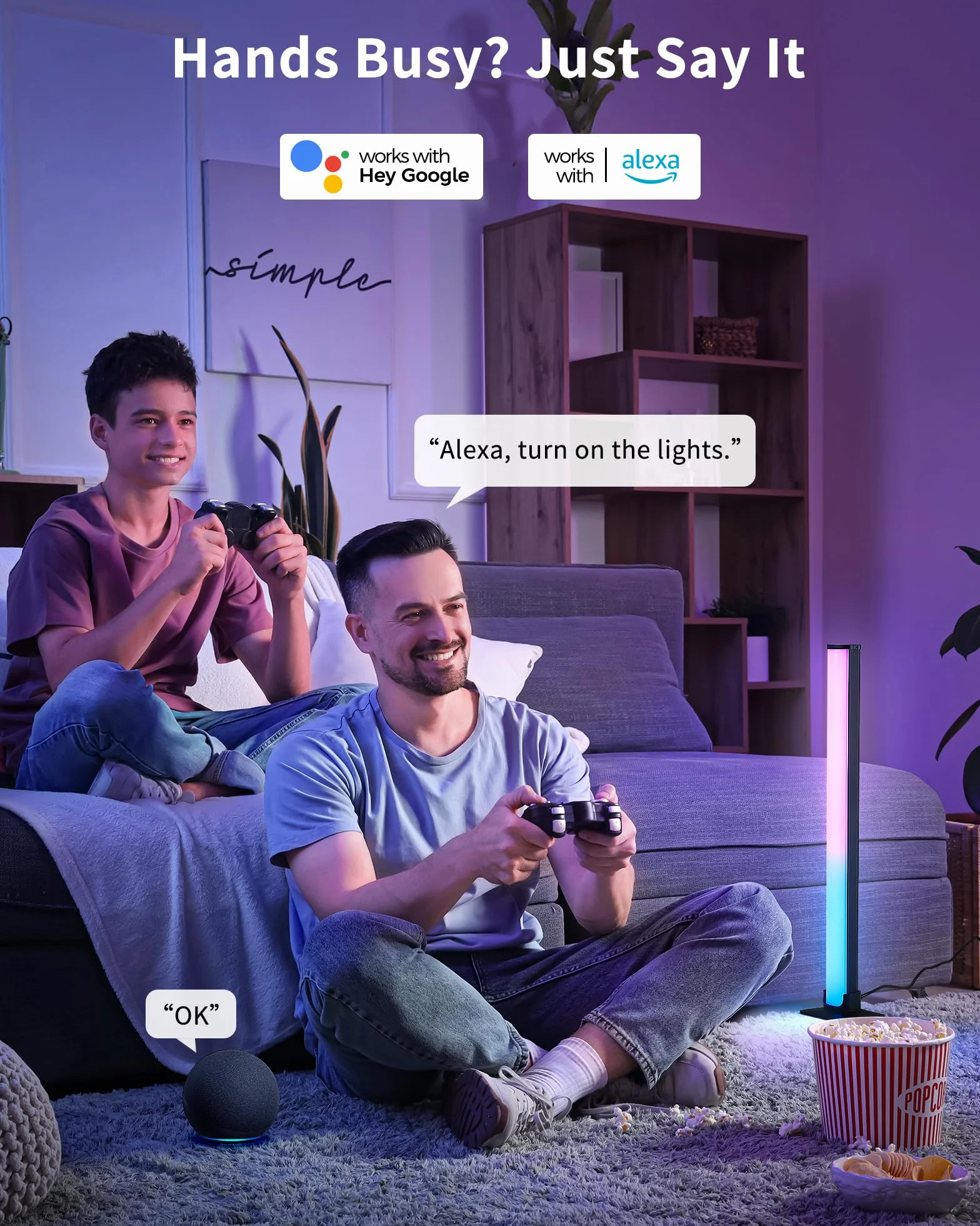 Barras LED RGB para TV y Gaming, 25cm Luces Inteligentes, LED TV Ambilight Sincronizado, Control por App, Decoración para Sala de Juegos e Idea de Regalo VYBE Desk