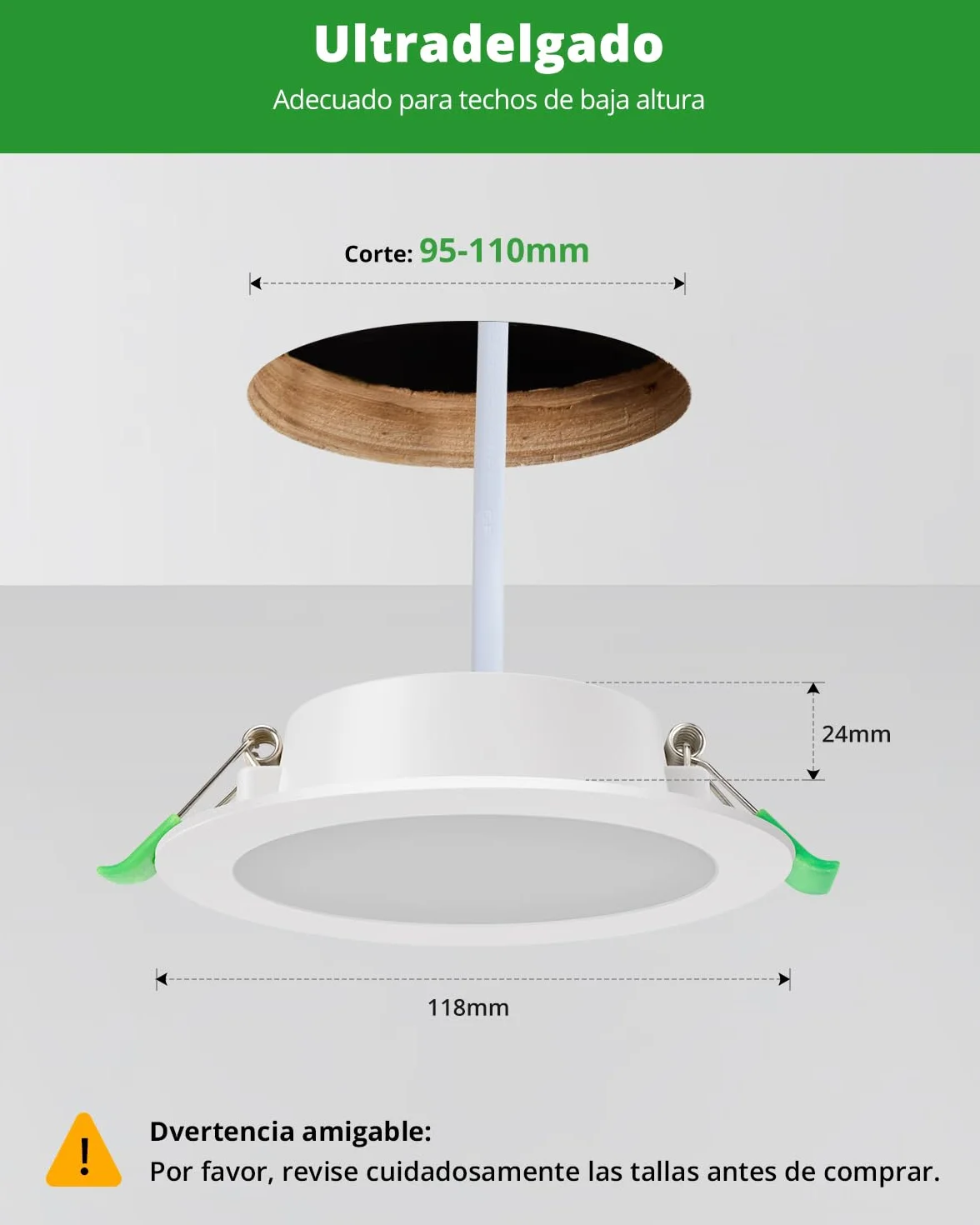 HOMEOW Downlight LED Techo Empotrable 7W 230V IP44 4000K Blanco Neutro 118mm