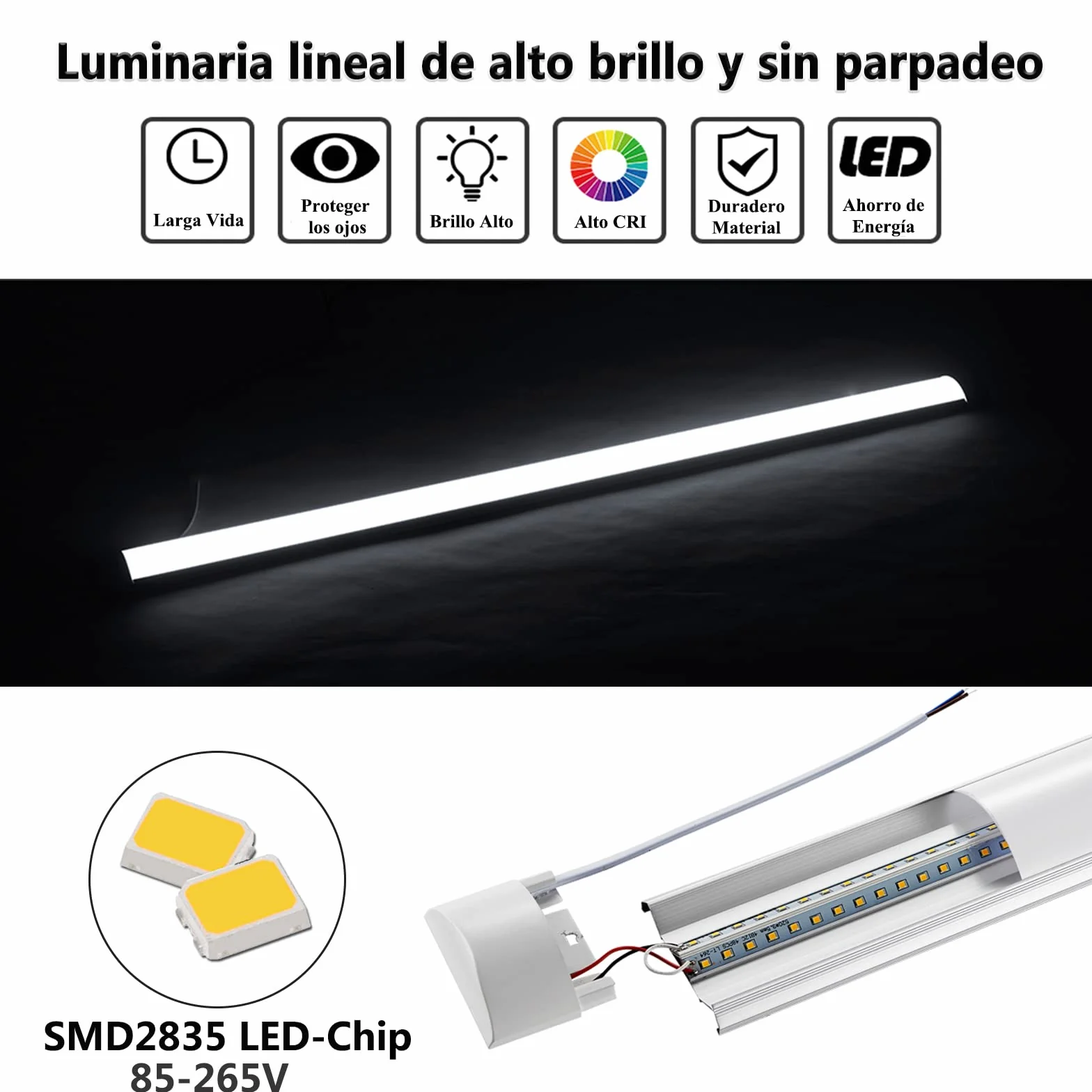 Sararoom Lampara LED de Techo 40W 4800LM 6000K Blanco Frio 115 cm Barra LED Regleta