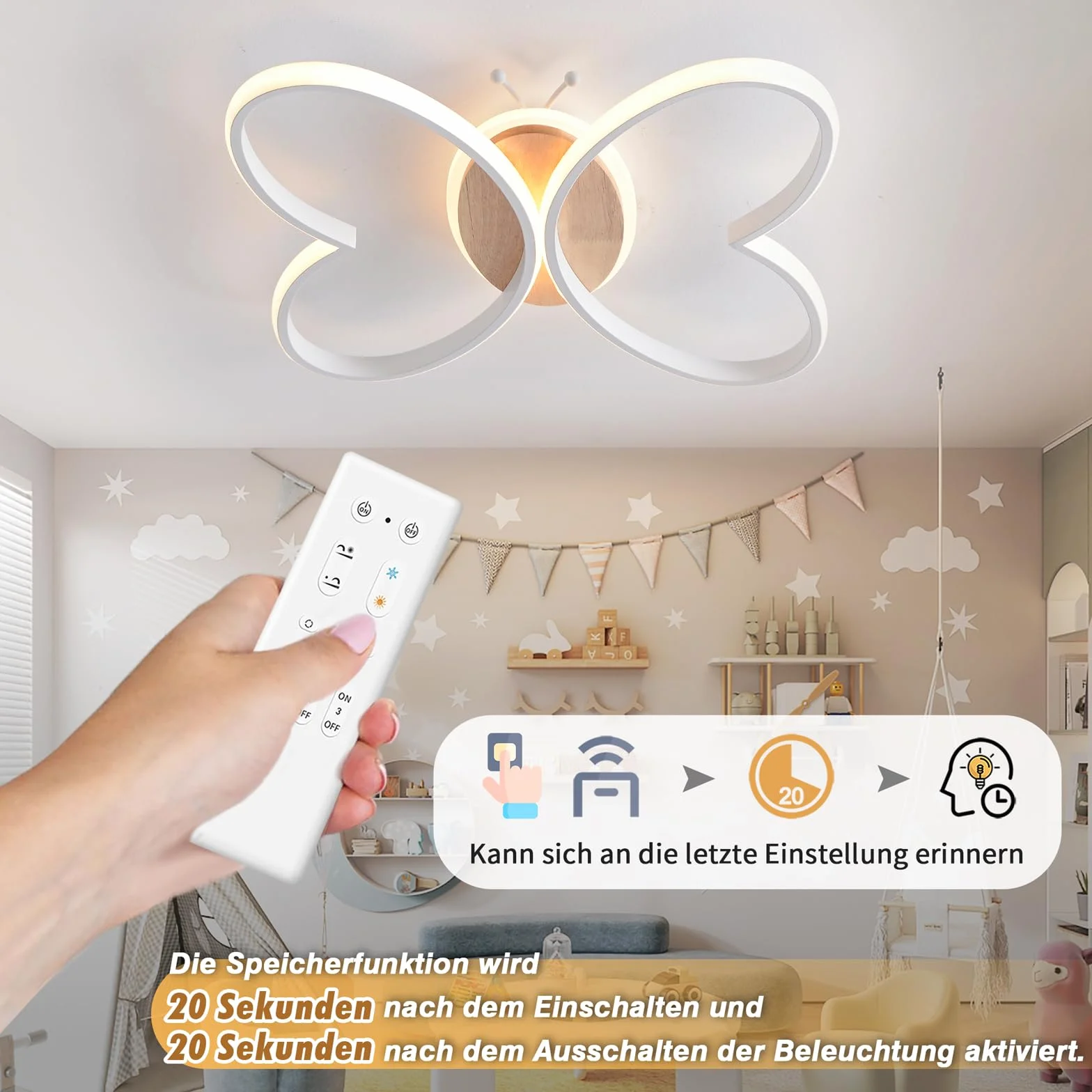 Lámpara Infantil Techo LED Nube 50W Regulable Control Remoto Blanco