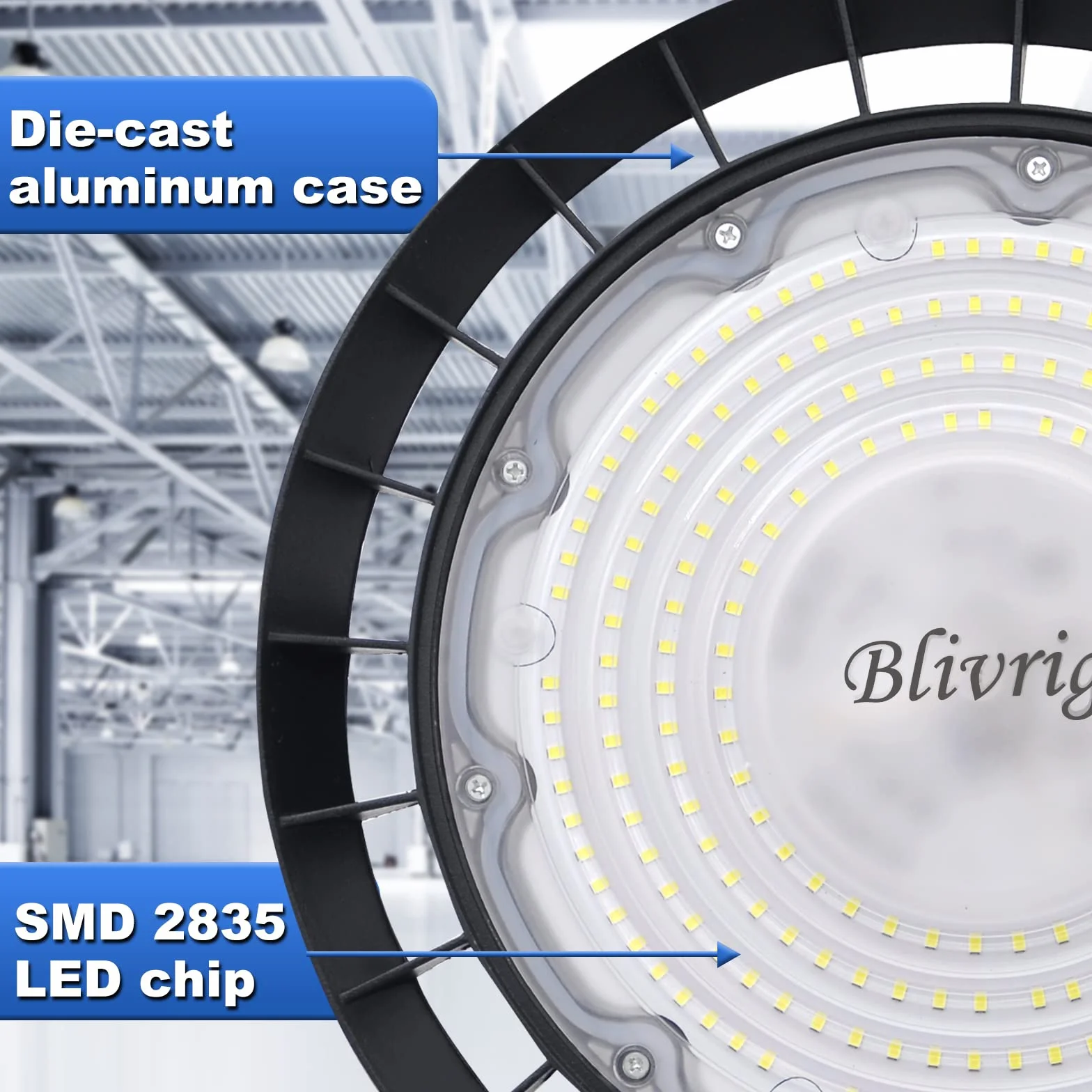 6PCS LED Lampara Industrial Techo 300W UFO Blanco Frío 6500K Con Soporte, Blivrig 30000LM Alto Campana Luz Interior, 252 Focos LED Impermeable IP65, para Naves, Muelle, Fábricas, Almacén, Aeropuerto