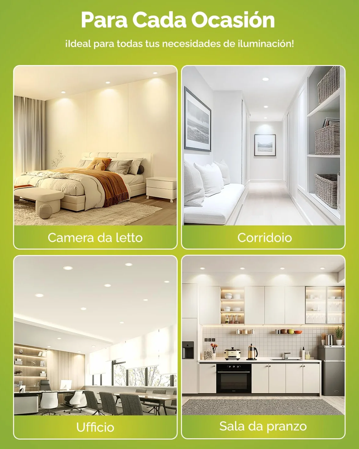 Fondiiz Downlight LED Techo Empotrable 5W 690lm 3000K-6000K IP44 Corte 75mm-90mm 6 Pack