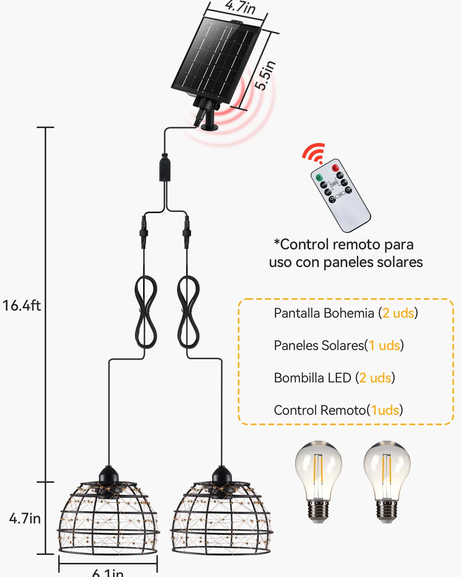 Lámpara Solar Exterior de Estilo Bohemio, Impermeable IP65 Luces Exterior Solar con Temporizador de 4/6/8 Horas y 4 Ajustes de Brillo, para Patios, Balcones y Jardines - 2 Unidades