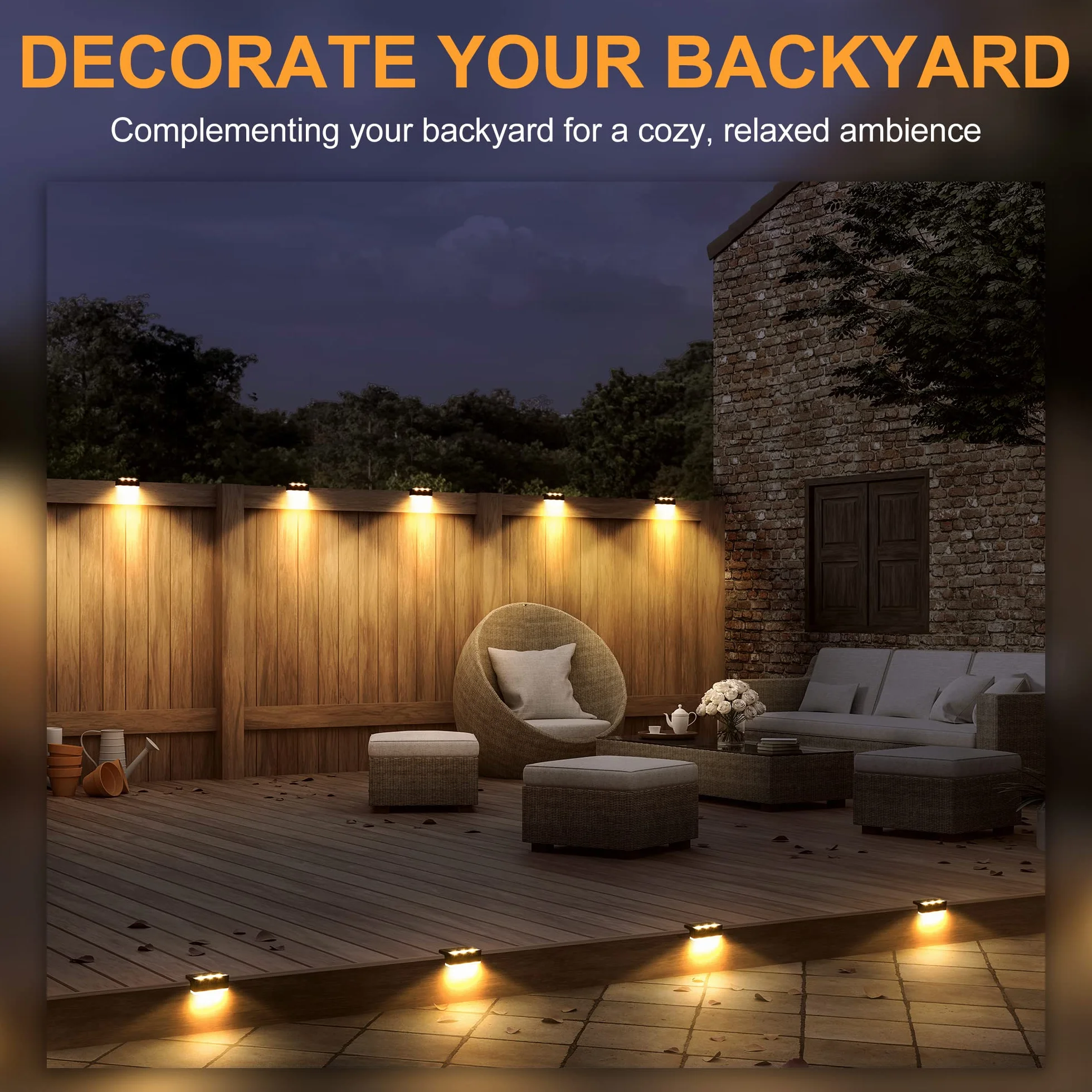 Solpex Luces Solares para Exterior LED 8 Piezas Luz Blanca Cálida Impermeable Escaleras Valla Patio Marrón