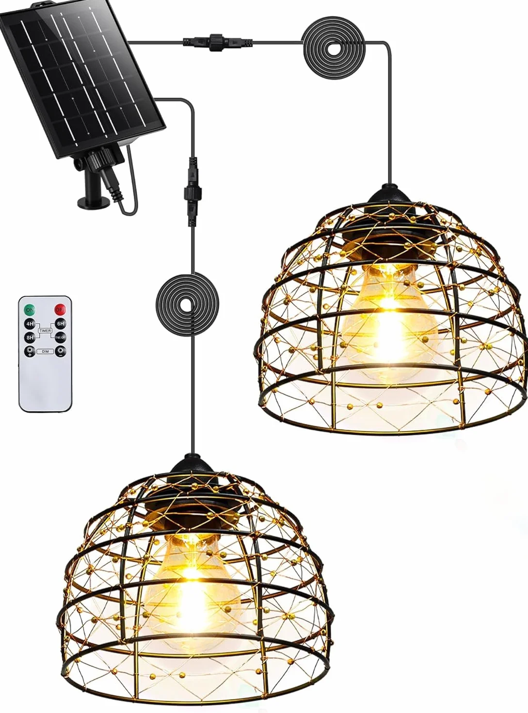 2 Lámpara Solar Exterior de Estilo Bohemio, Luces Exterior Solar con Temporizador de 4/6/8 Horas y 4 Ajustes de Brillo, Impermeable IP65 para Patios, Balcones y Jardines