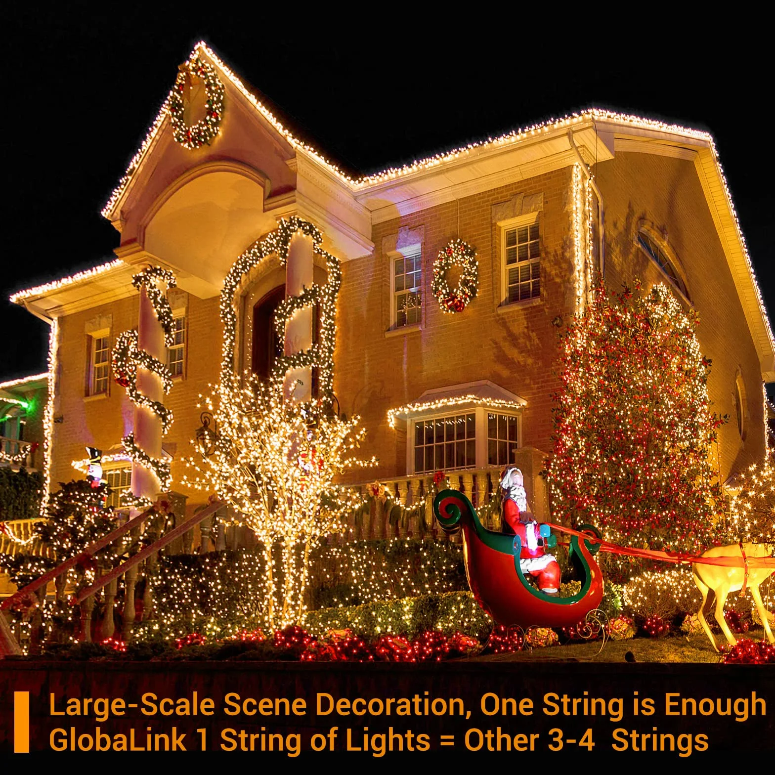 GlobaLink Tubo LED Navidad Exterior 1000LEDs 50M IP44 Impermeable Tira Luces PVC Blanco Cálido