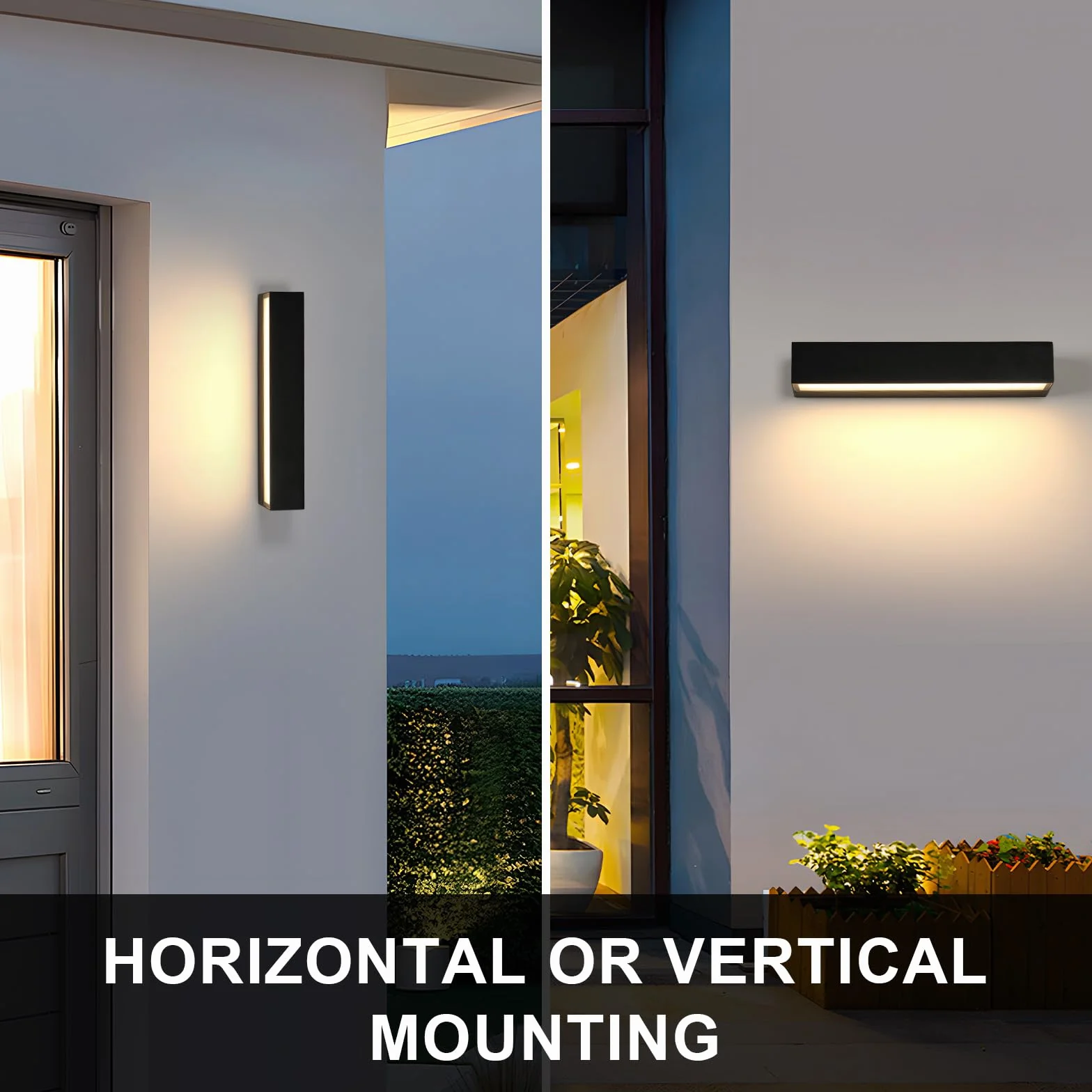 Riserva Apliques de Pared Exterior 16W, IP65 Impermeable Lámpara de Pared LED Moderna, 3000K Blanco cálido, Negro